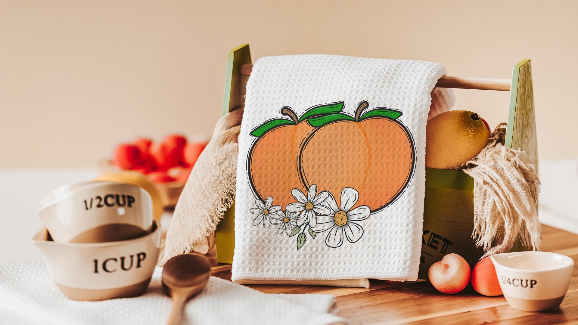 peach festival fruit kitchen towels for summer hand towels for bathroom, sweet as a peach kitchen decor, moving to Georgia gifts, Michigan