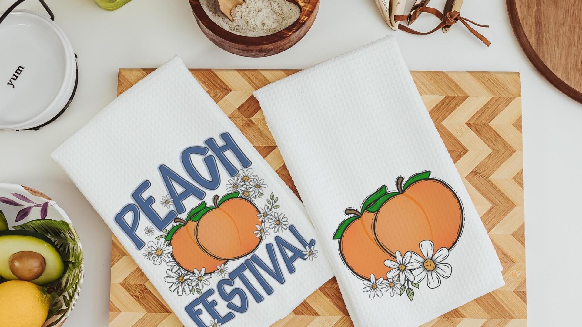 peach festival fruit kitchen towels for summer hand towels for bathroom, sweet as a peach kitchen decor, moving to Georgia gifts, Michigan