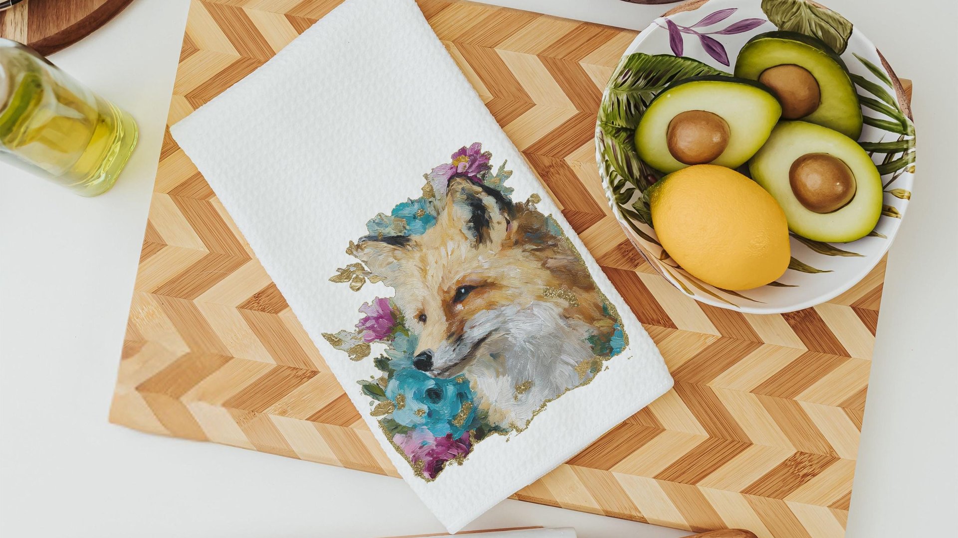 watercolor fox throw pillow for dorm, floral fox kitchen towels, college apartment decor, fox gifts for women, college gifts for girls, best