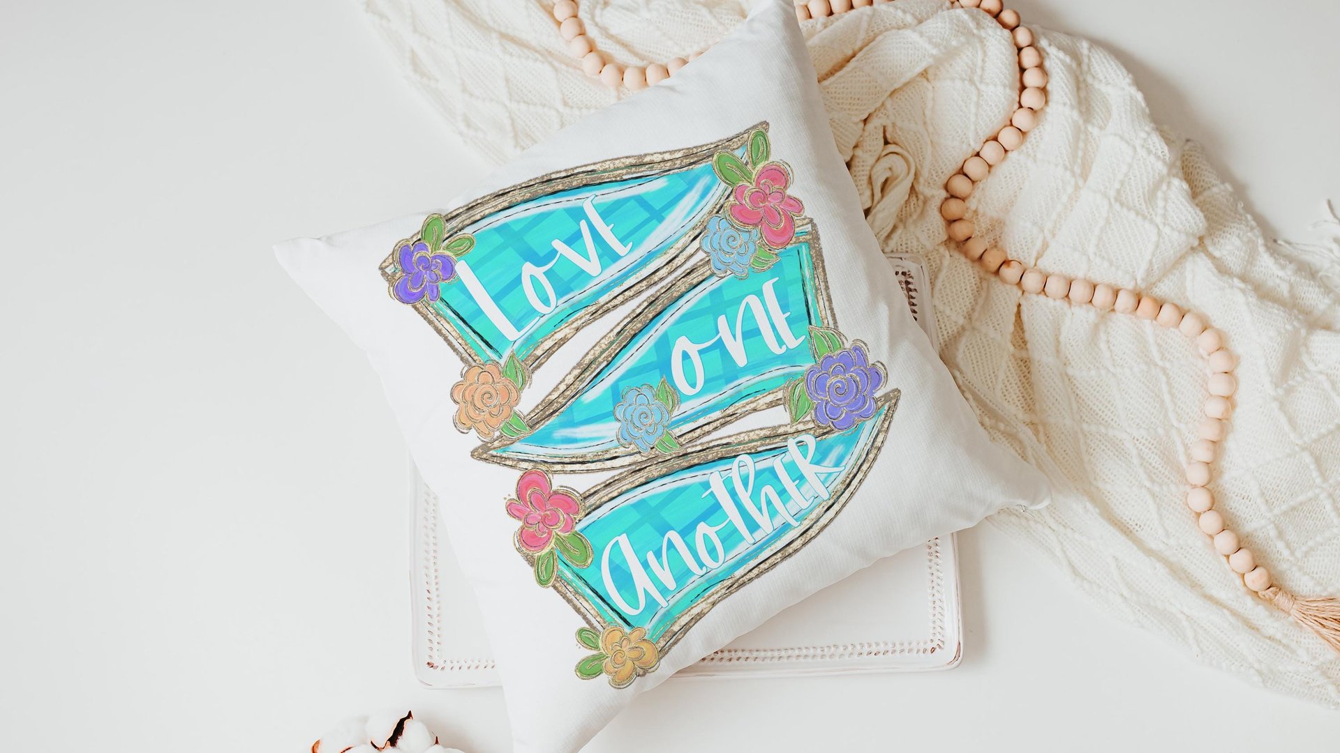 love one another scripture throw pillow for chair, John 13:34 Bible verse kitchen decor, Christian gifts for women home decor, faith kitchen