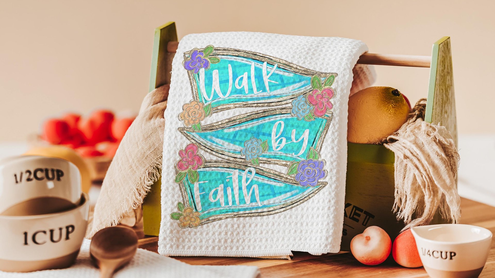 walk by faith scripture throw pillow for couch, 2 Corinthians 5:7 Bible verse kitchen decor, Christian gifts for women sisters in Christ