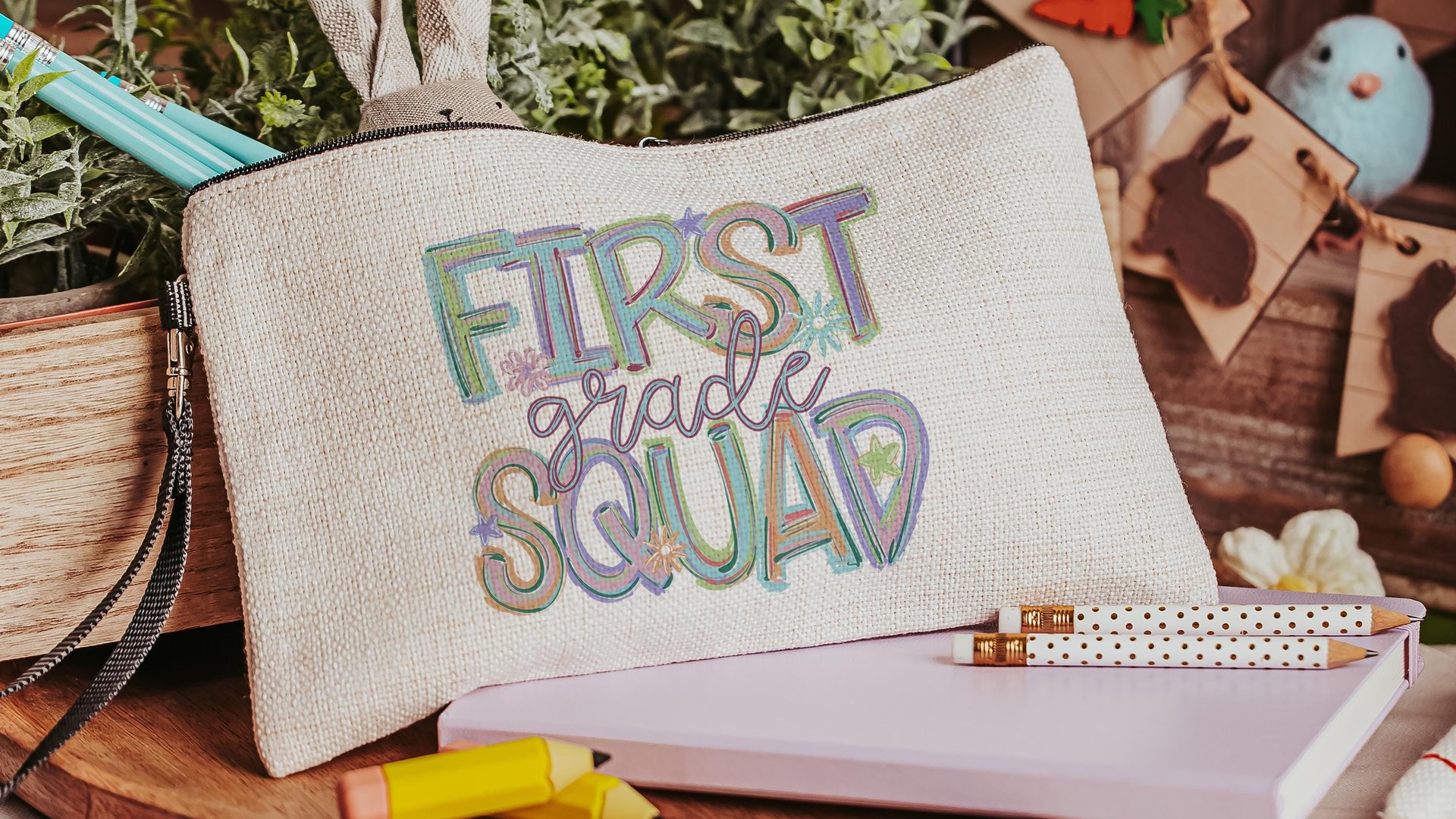 pre k squad pencil pouch with zipper, first day of preschool teacher supplies, preschooler gifts for kids, back to school gifts for girls