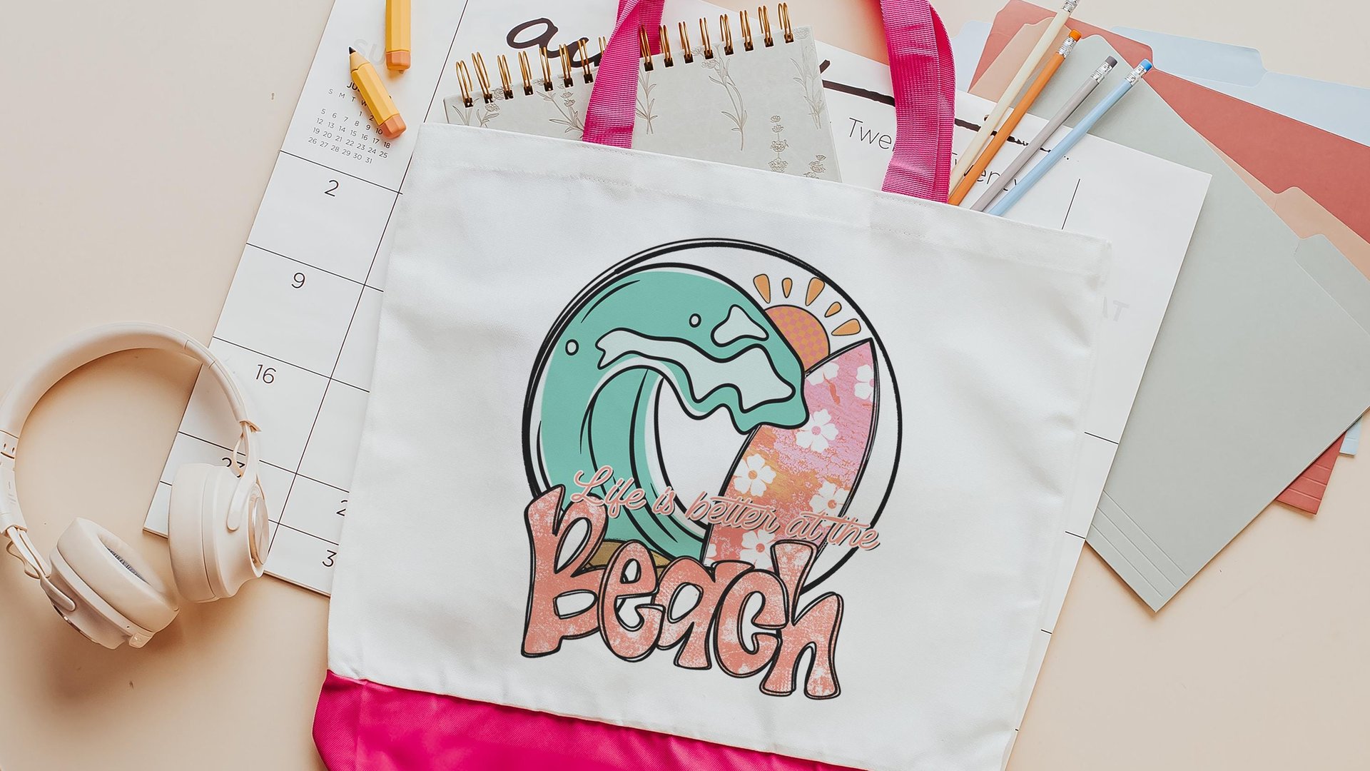 life is better at the beach summer tote bag for work, surfer girl gifts, cute beach bags for women, beach bachelorette party gifts for