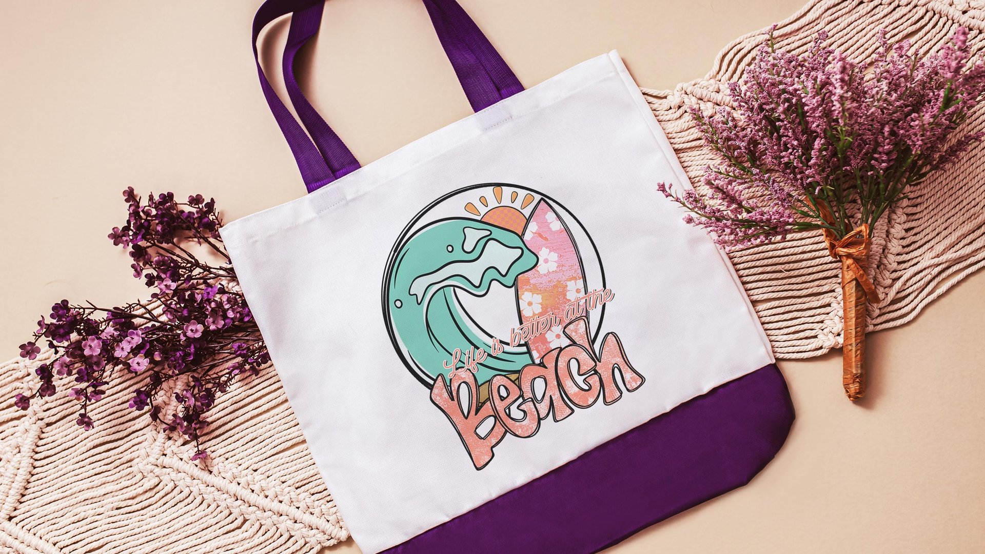 life is better at the beach summer tote bag for work, surfer girl gifts, cute beach bags for women, beach bachelorette party gifts for