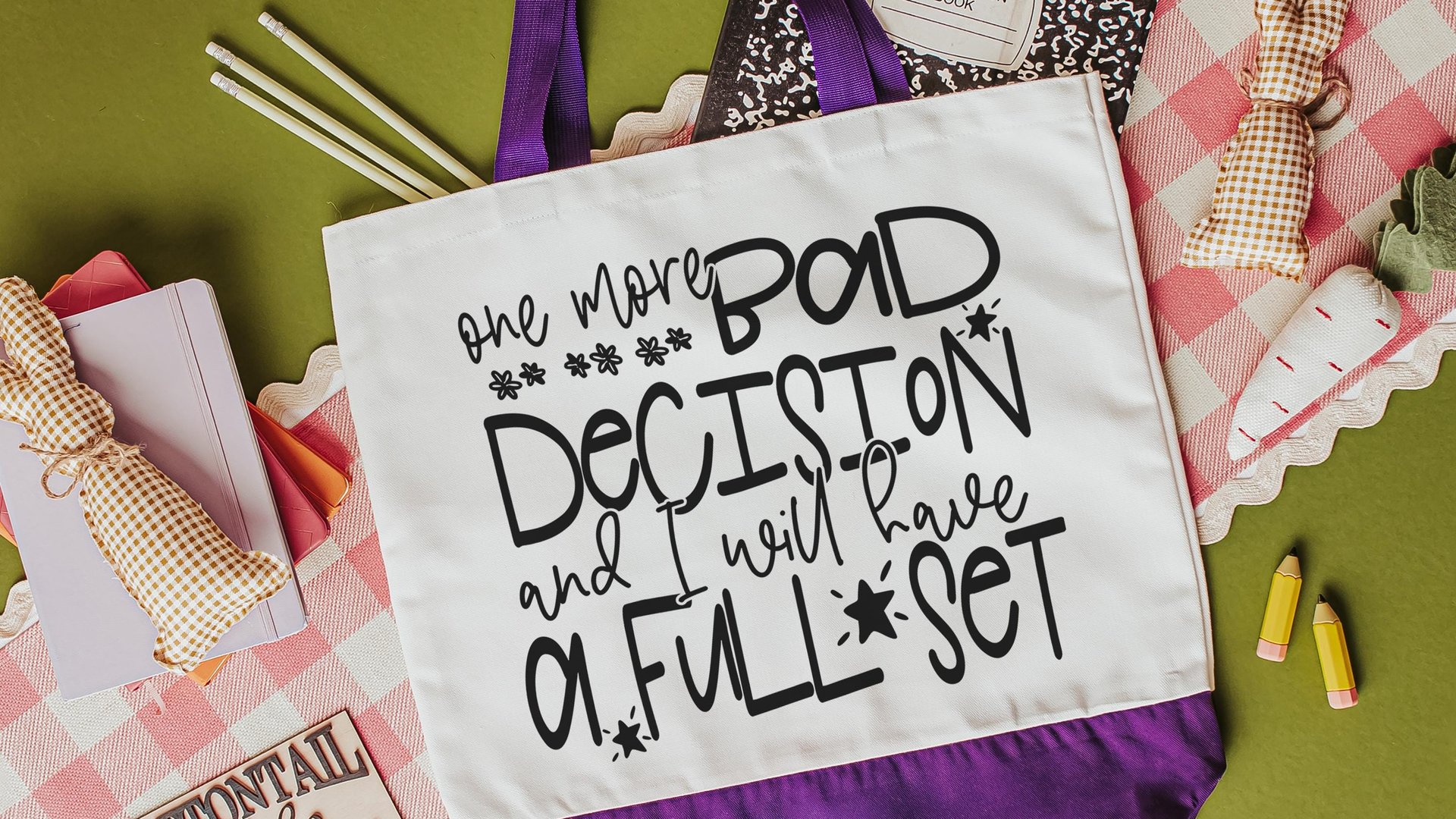 bad decisions quote funny tote bag divorce gift for her, bad decisions make good stories girls trip totes 2026, snarky gifts, reusable