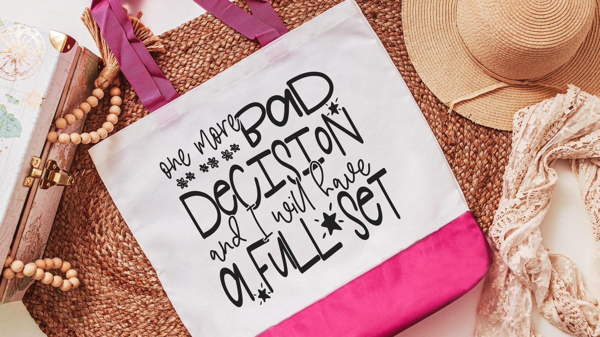 bad decisions quote funny tote bag divorce gift for her, bad decisions make good stories girls trip totes 2026, snarky gifts, reusable