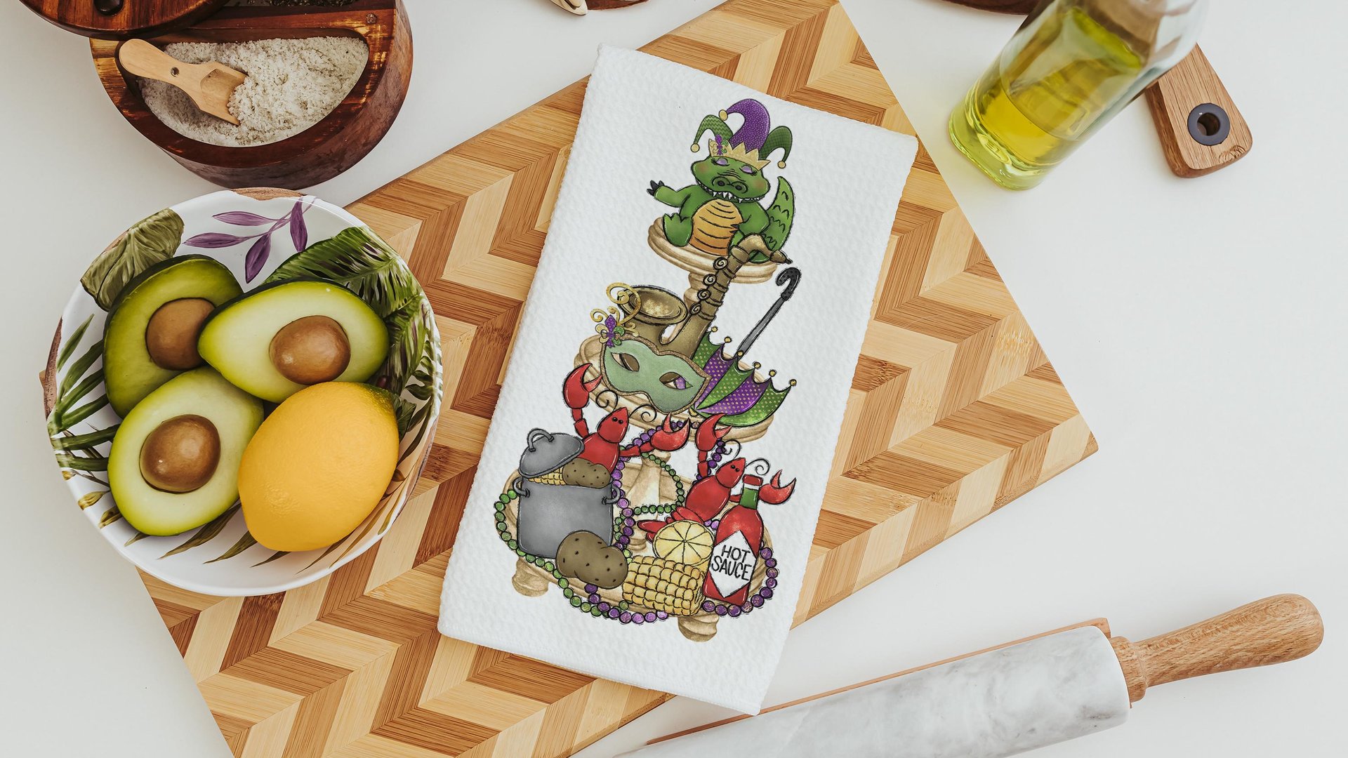 Mardi Gras kitchen towel holiday home decor gifts for her, Fat Tuesday hand towels for bathroom, crawfish boil party supplies, Cajun kitchen