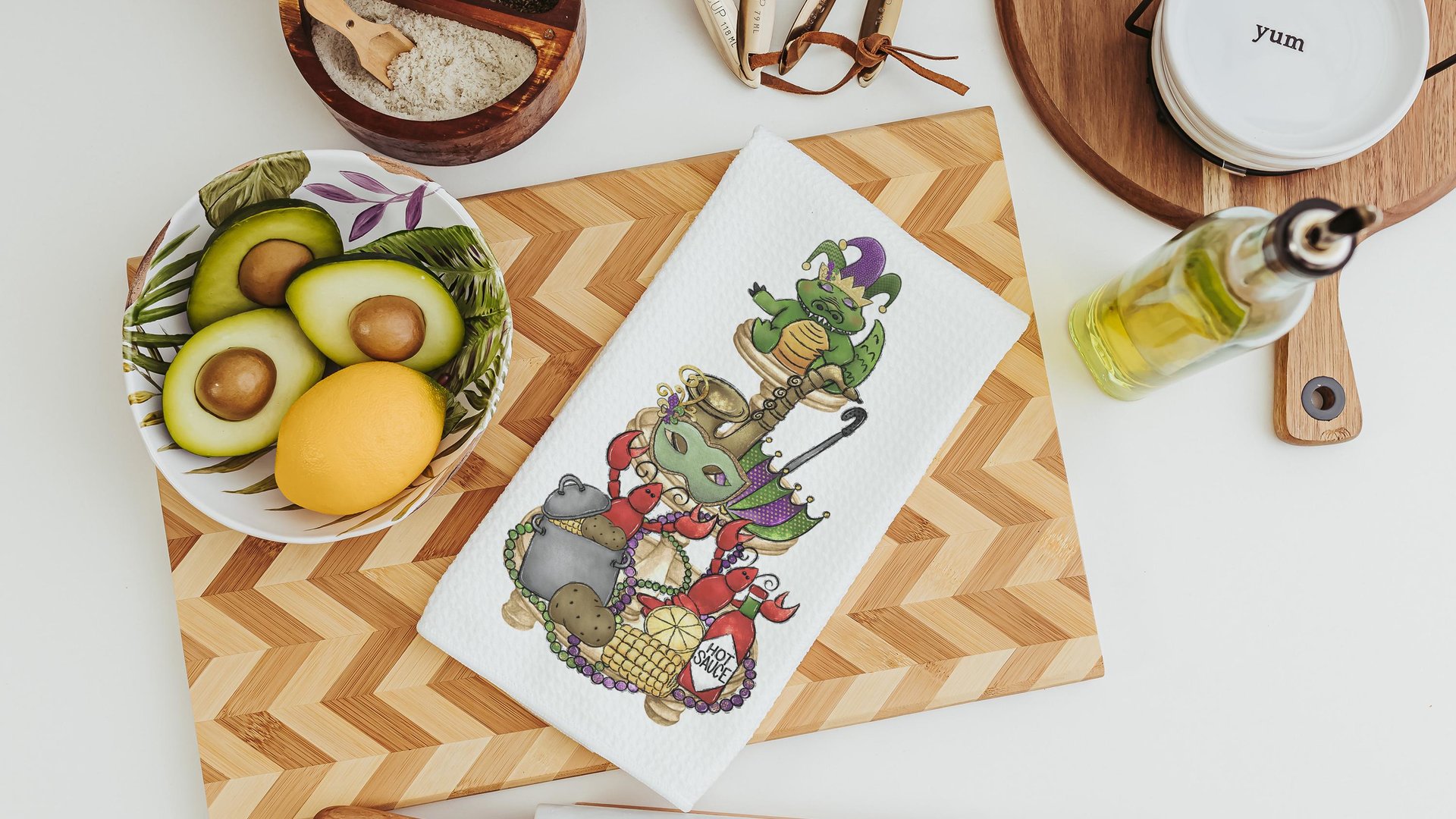 Mardi Gras kitchen towel holiday home decor gifts for her, Fat Tuesday hand towels for bathroom, crawfish boil party supplies, Cajun kitchen