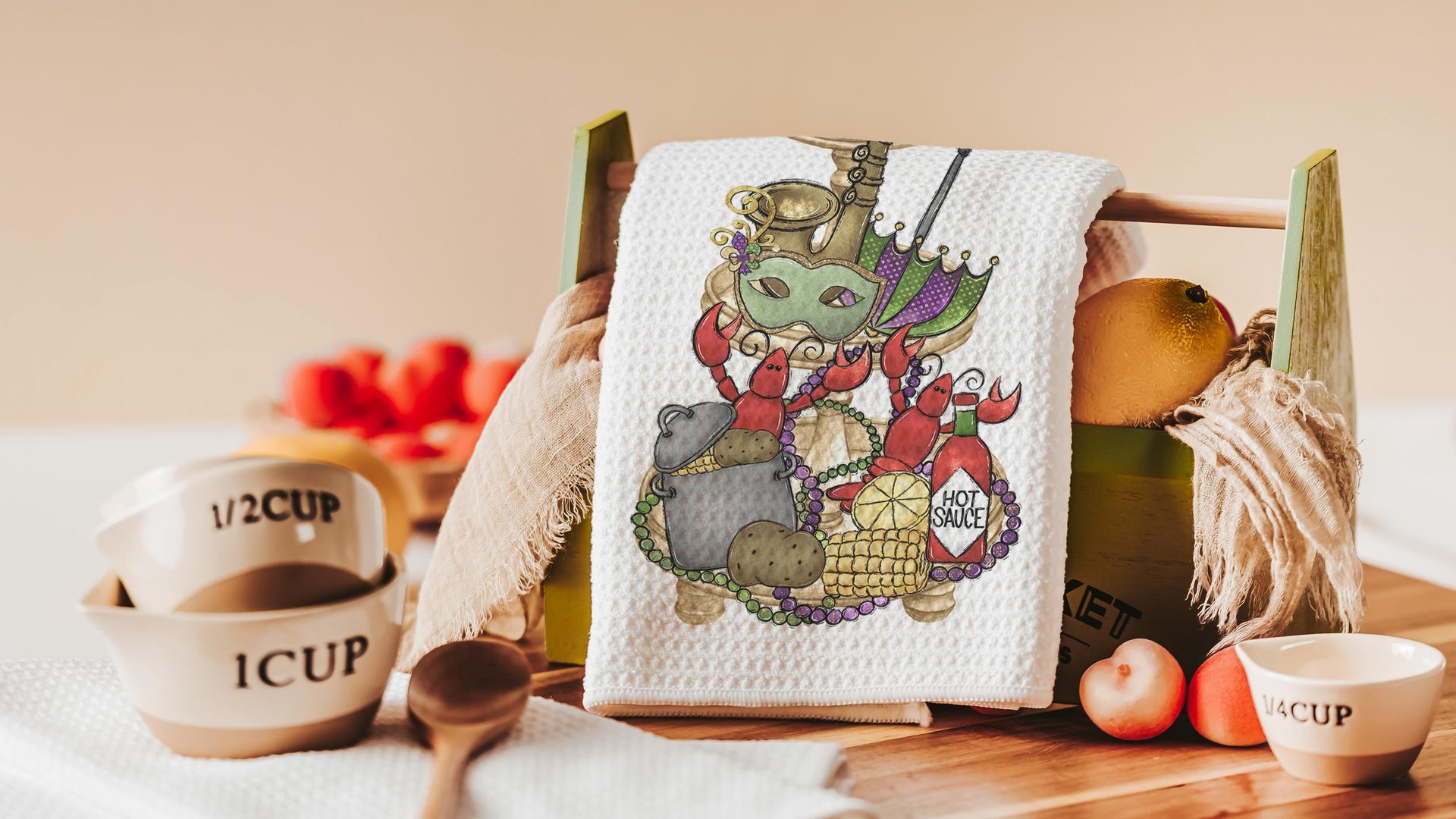 Mardi Gras kitchen towel holiday home decor gifts for her, Fat Tuesday hand towels for bathroom, crawfish boil party supplies, Cajun kitchen