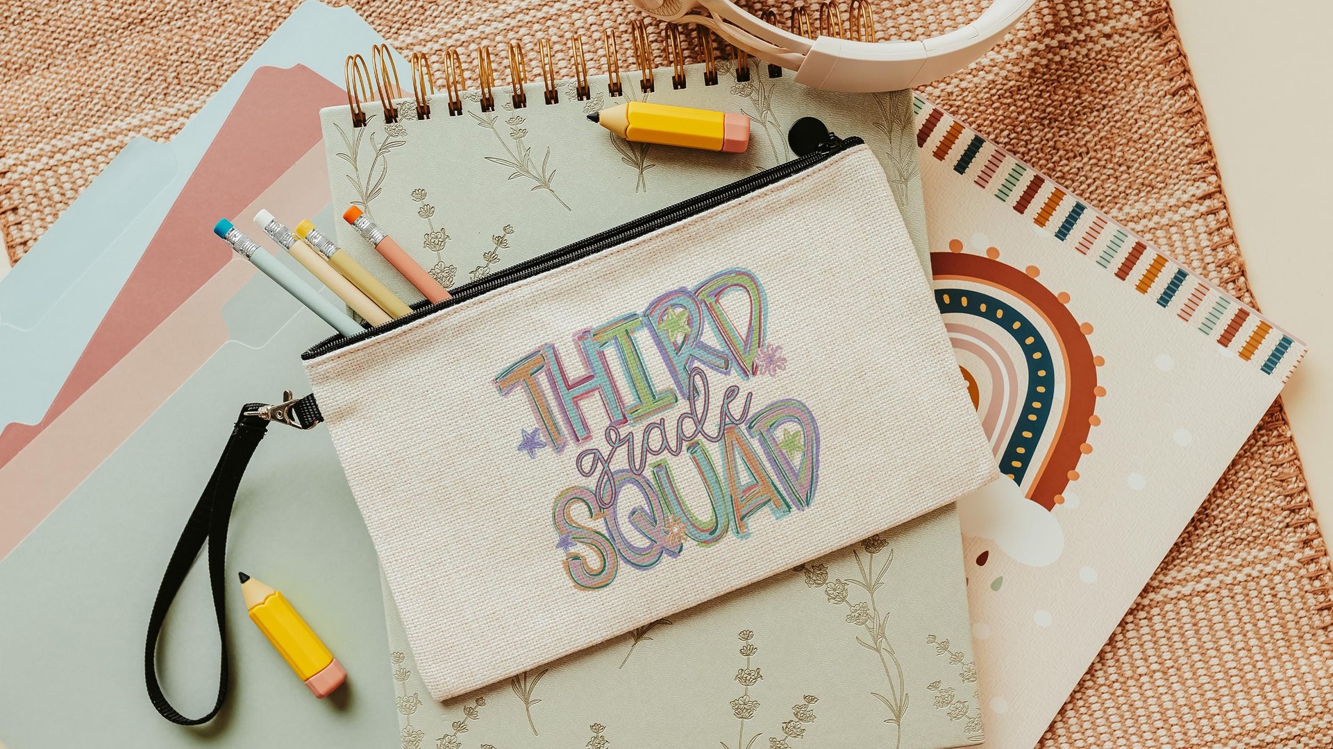 pre k squad pencil pouch with zipper, first day of preschool teacher supplies, preschooler gifts for kids, back to school gifts for girls