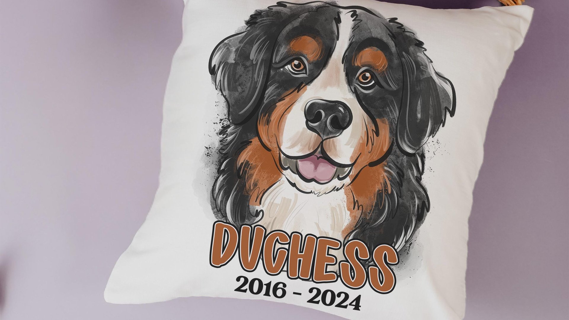 personalized Bernese mountain dog throw pillow cover 18 x 18, loss of dog memorial gift, remembrance dog pillow with name Berner mom and dad