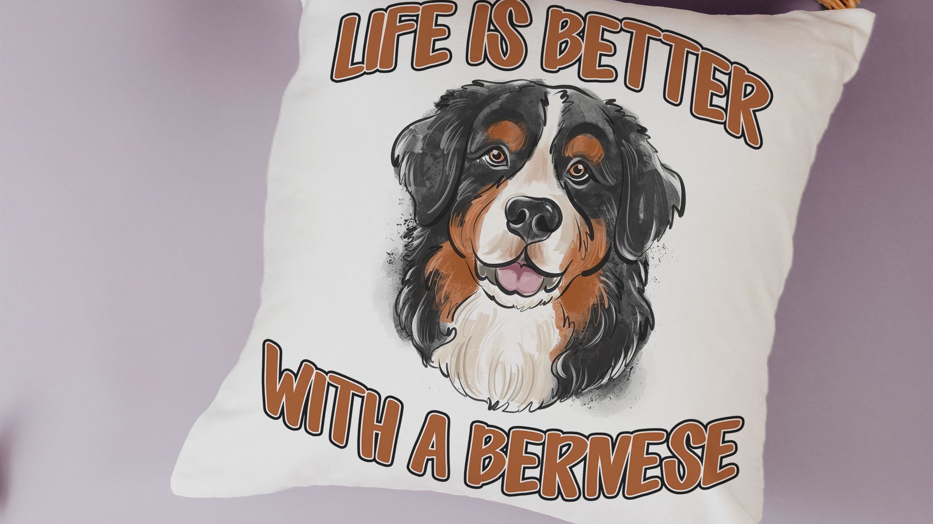 life is better with dogs Bernese mountain dog throw pillow for couch, Bernese mountain dog gifts for her, Berner Sennenhund cute dog lover