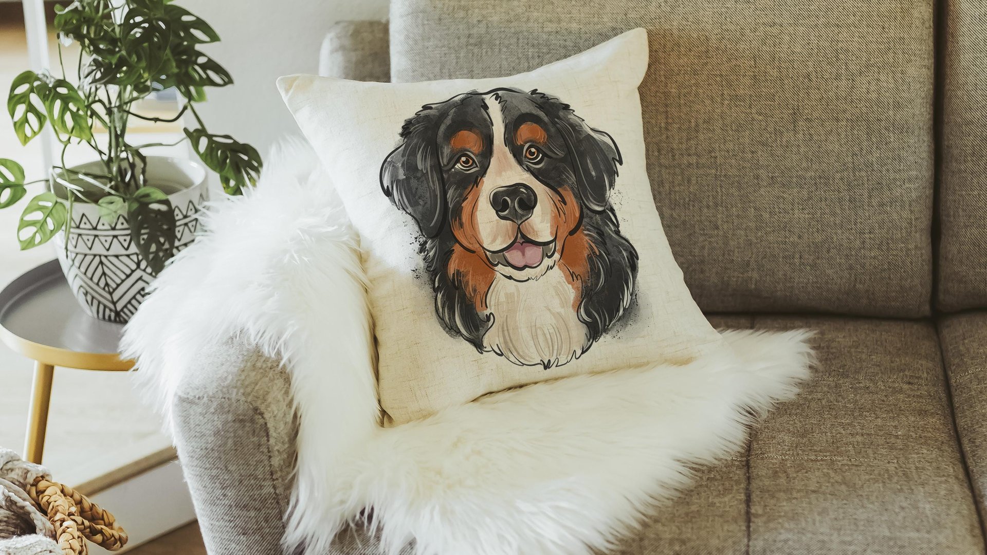 bernese mountain dog throw pillow covers 18 x 18, Berner mom Bernese mountain dog gifts for her, Bernese grandma dog lover pillows for couch