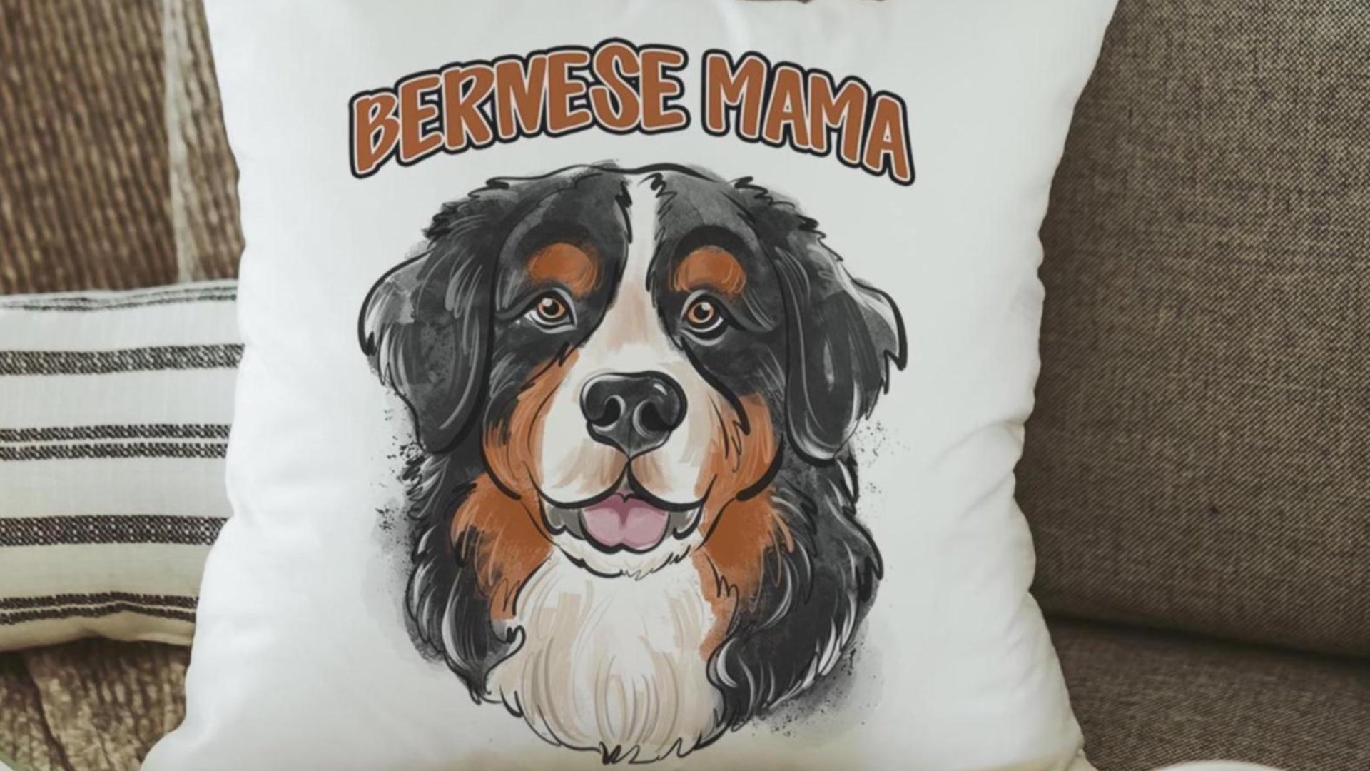 Bernese mama Berner throw pillows for couch, Bernese mountain dog gifts for women, Christmas gifts for dog lovers, dog mom decorative pillow