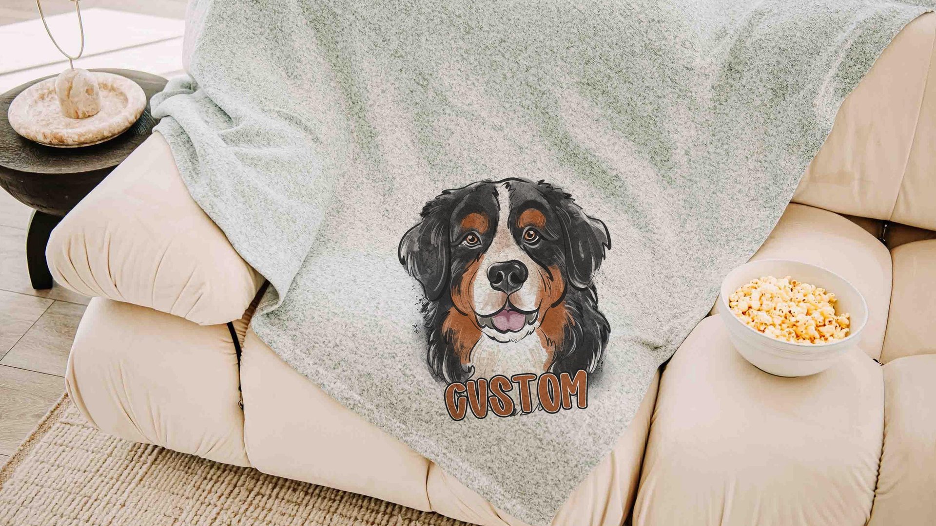 personalized bernese mountain dog blanket for dog lovers, berner mom dog mom gifts for women, bernese mountain dog gifts for her, cozy throw