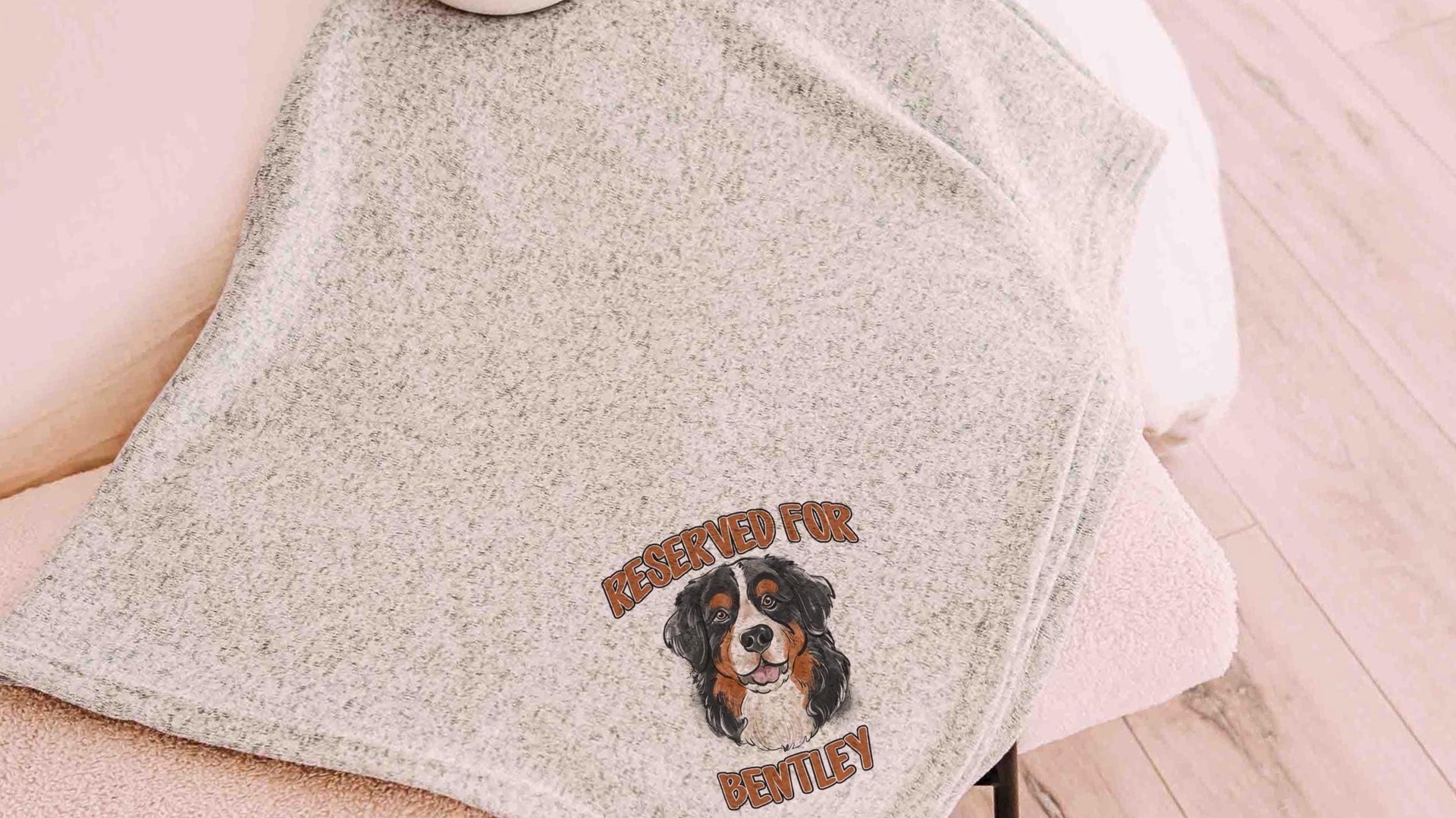 personalized dog name blanket 50 x 60, best gifts for dog lovers, Bernese mountain dog throw blanket for bed, unique dog mom gifts, cozy