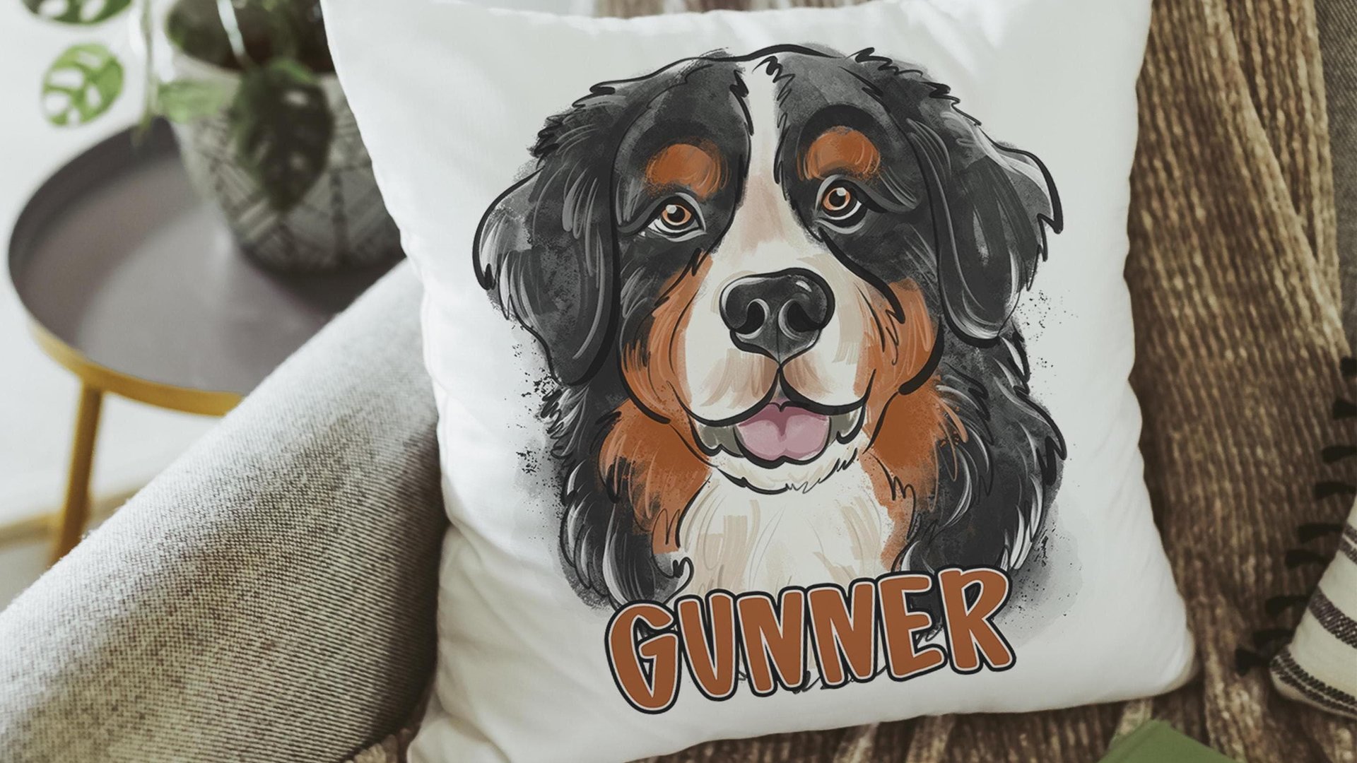 personalized bernese mountain dog throw pillows for living rooms, berner mama dog lover gift for women, bernese mountain dog gifts for her