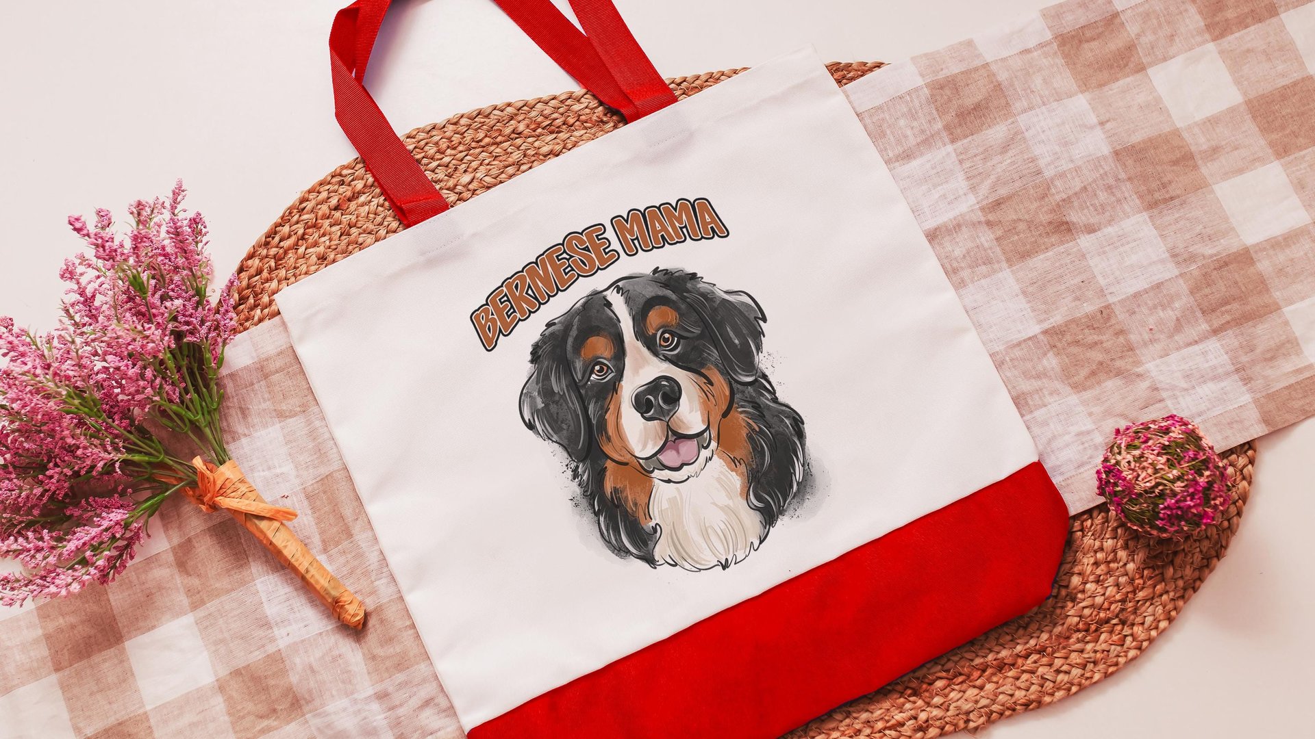 Berner mama tote bag for dog lover, Bernese mountain dog owner gifts for women, cute dog walking bag, Bernese dog mom gifts for her, best