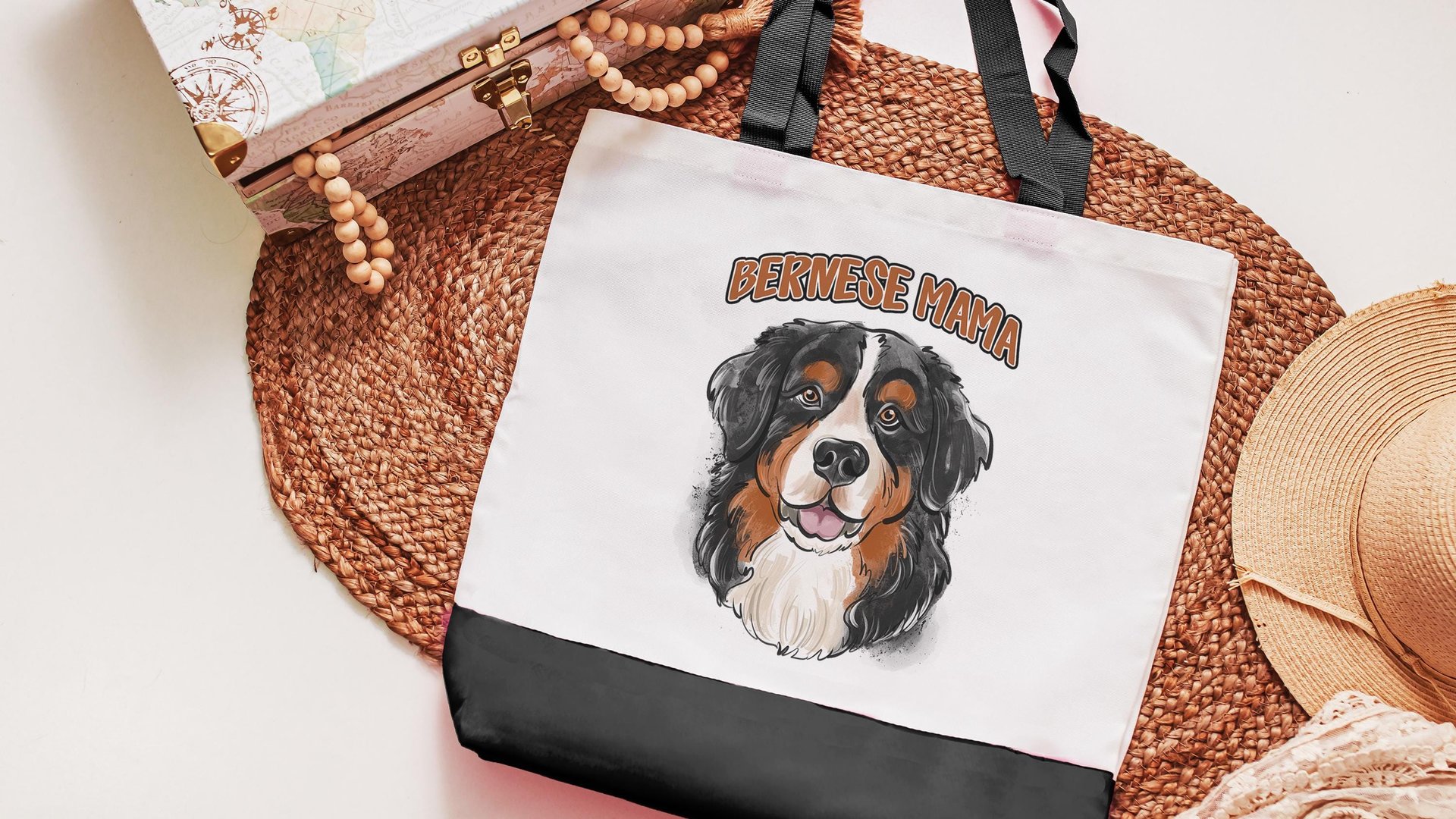 Berner mama tote bag for dog lover, Bernese mountain dog owner gifts for women, cute dog walking bag, Bernese dog mom gifts for her, best