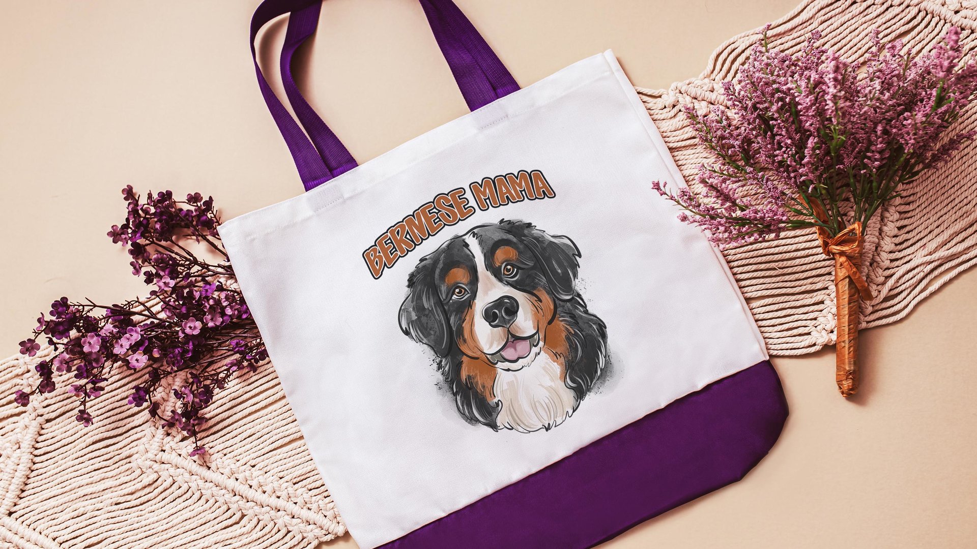 Berner mama tote bag for dog lover, Bernese mountain dog owner gifts for women, cute dog walking bag, Bernese dog mom gifts for her, best