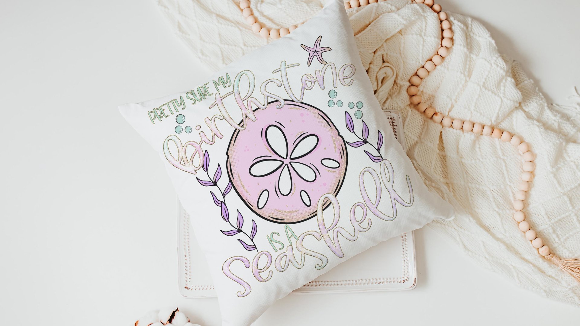 pretty sure my birthstone is a seashell funny throw pillows for pink bed, beachcomber finds, coastal gifts for college girls, lanai decor