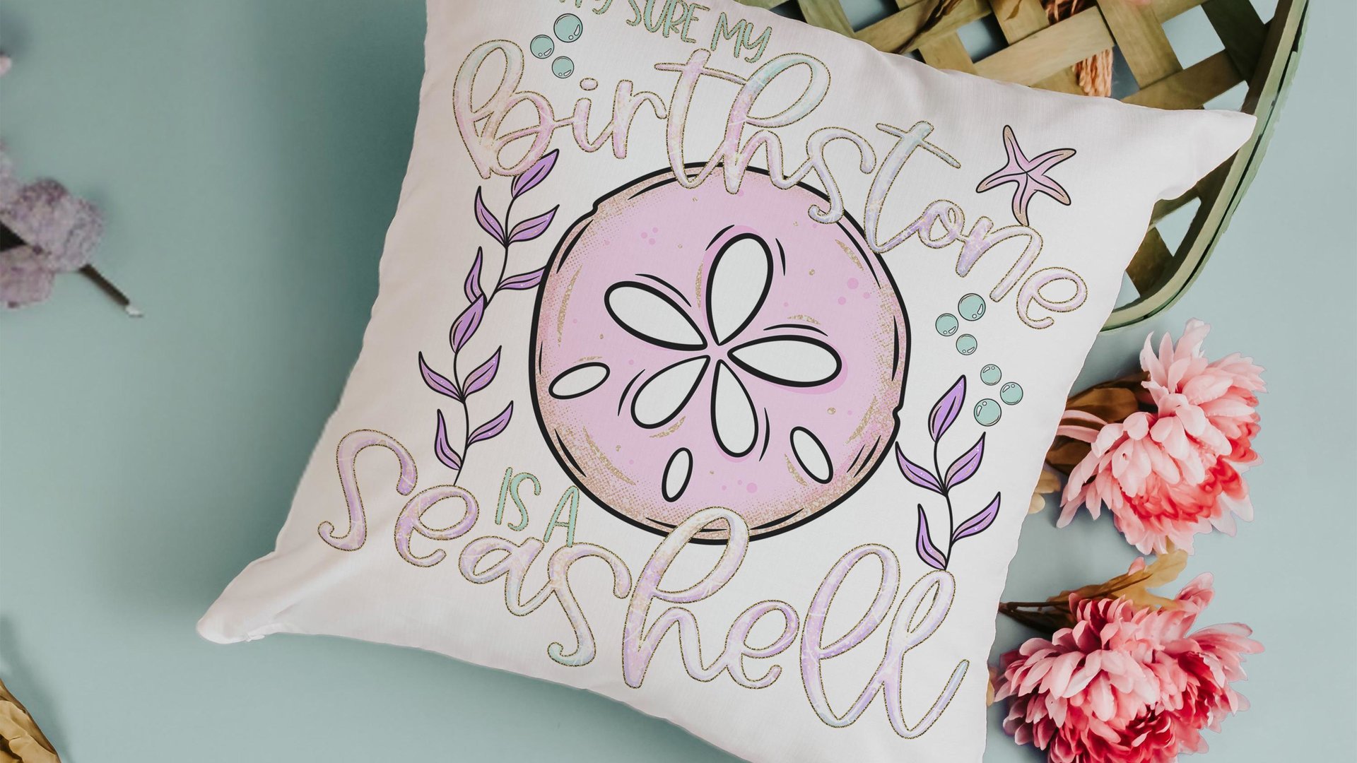 pretty sure my birthstone is a seashell funny throw pillows for pink bed, beachcomber finds, coastal gifts for college girls, lanai decor