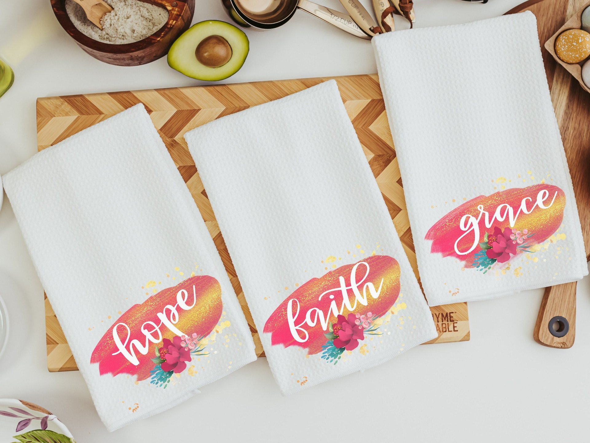 Hope grace faith inspirational kitchen towels 