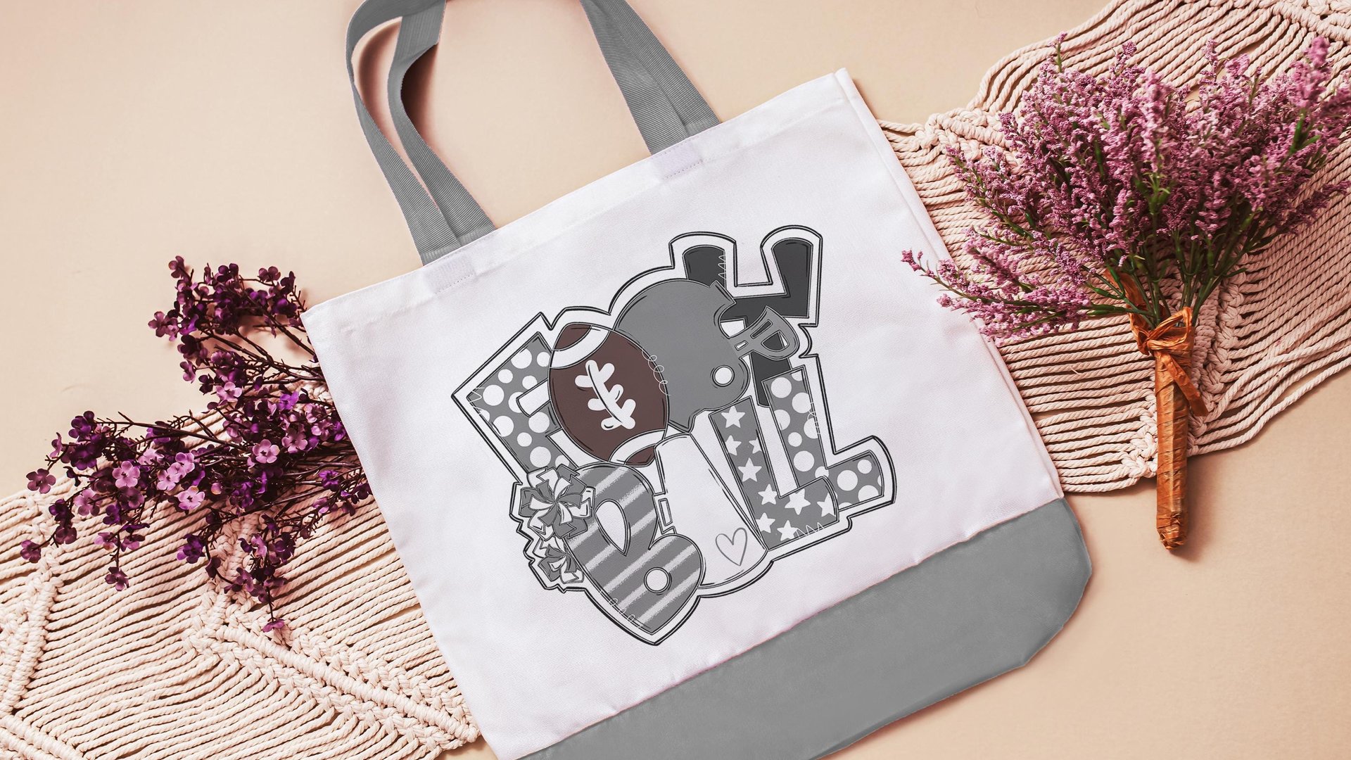 royal blue football tote bag for school, back to school gifts for teachers, school spirit gear, football cheer gifts for seniors, game day