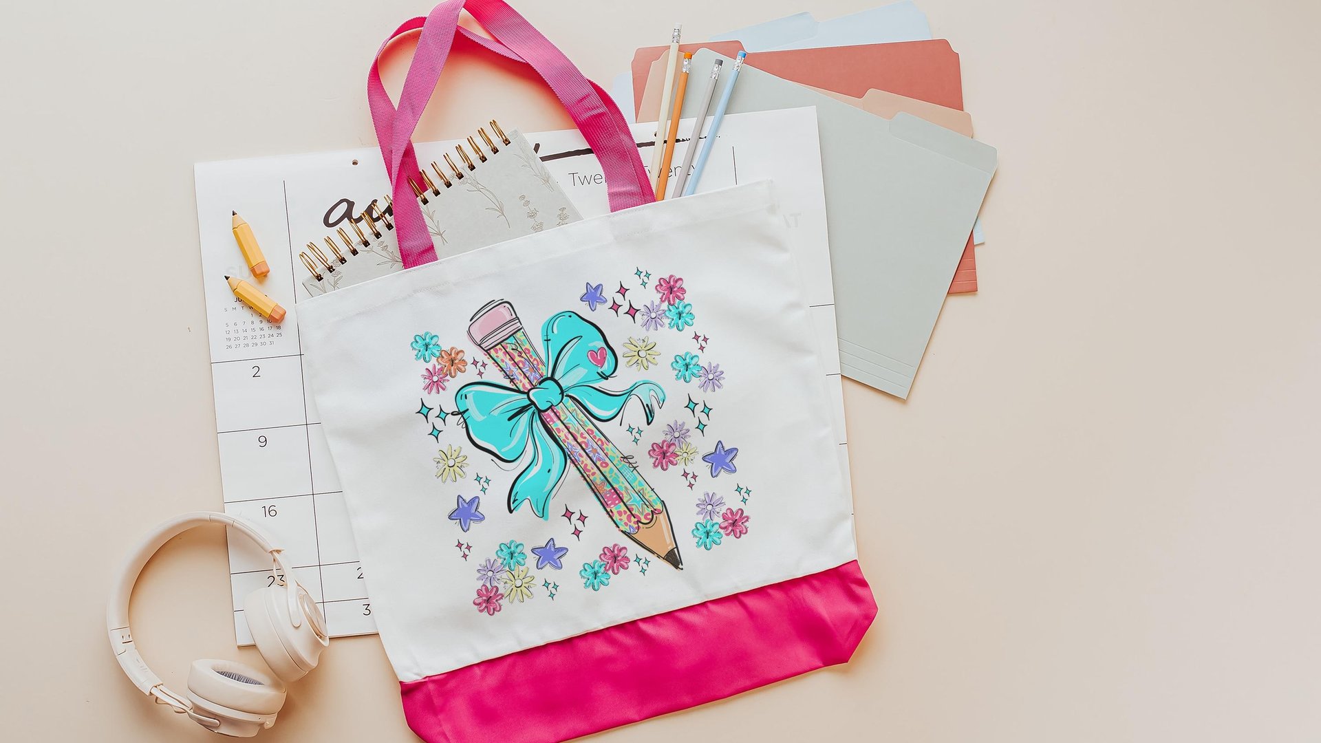 colorful leopard print teacher tote bag for books, cute teacher gifts for coworkers, pencil coquette tote bag for teachers, kindergarten