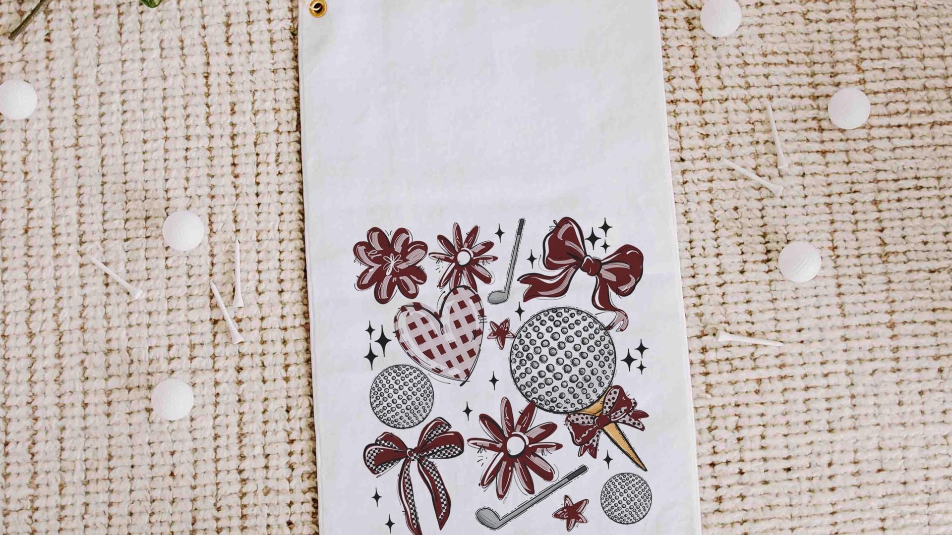 golf coquette golf towels with hook, butter yellow school spirit golf team for women, cute golf gadgets, lady golfer gifts, best golf items