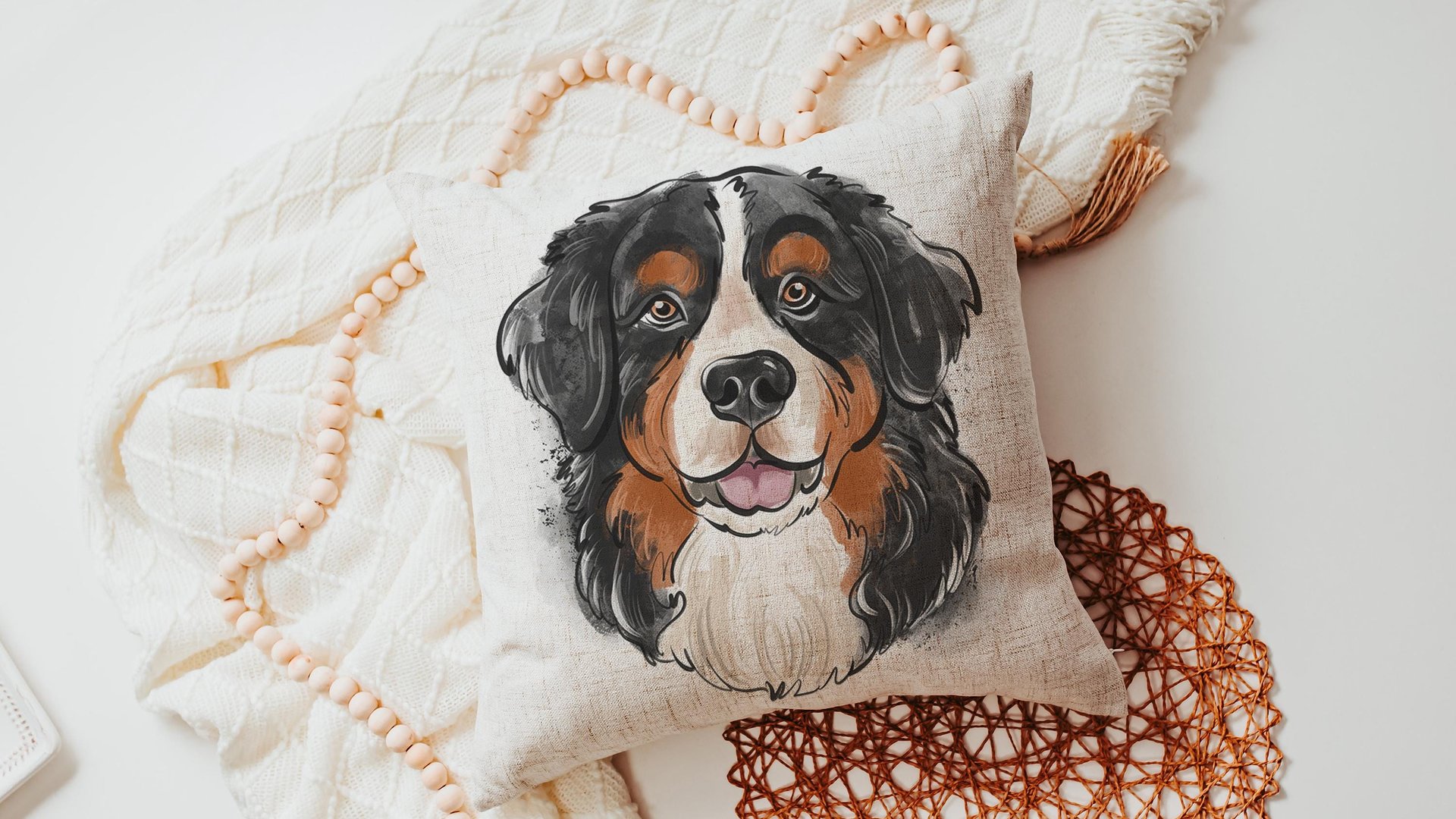 bernese mountain dog throw pillow covers 18 x 18, Berner mom Bernese mountain dog gifts for her, Bernese grandma dog lover pillows for couch