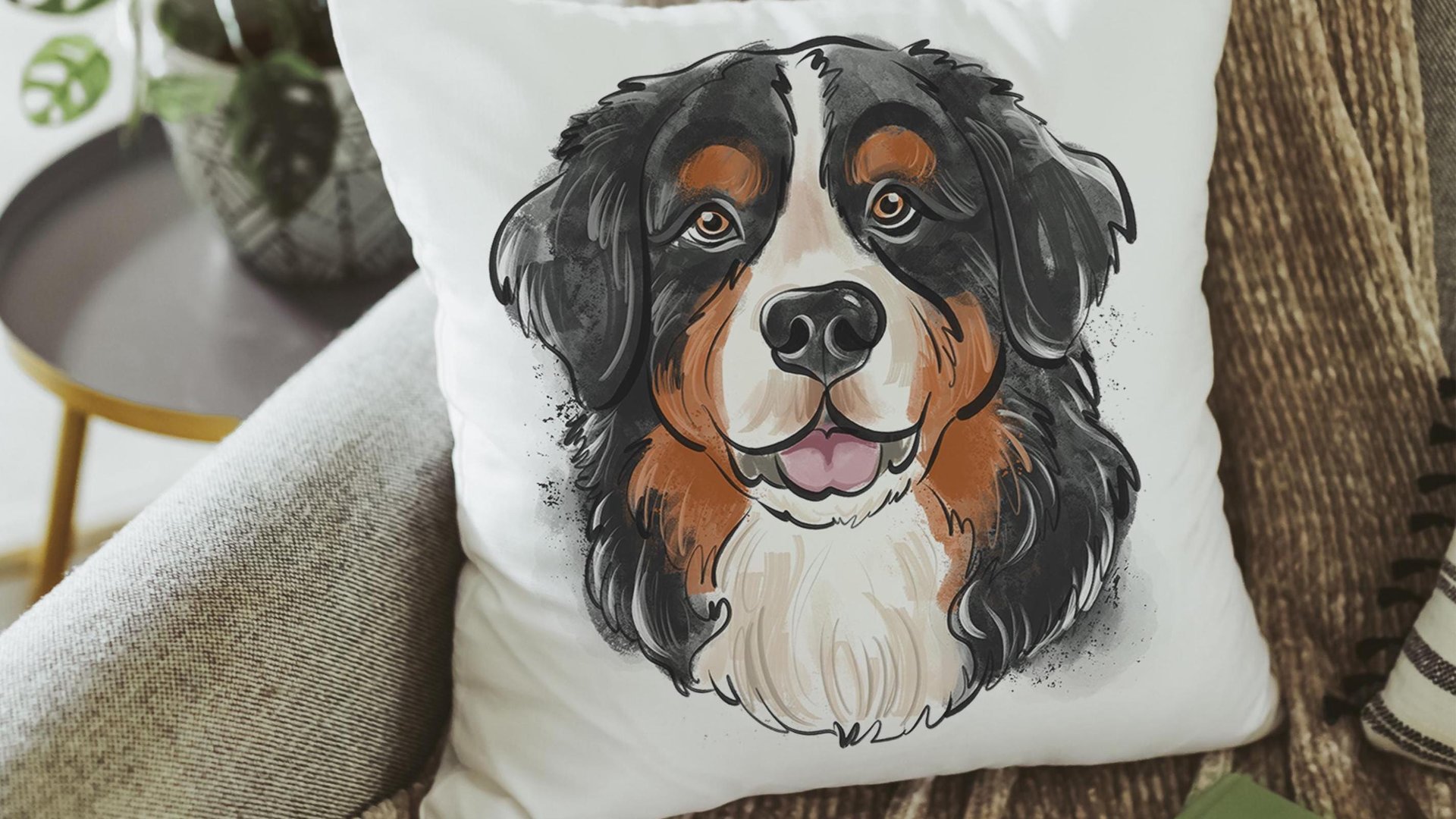 bernese mountain dog throw pillow covers 18 x 18, Berner mom Bernese mountain dog gifts for her, Bernese grandma dog lover pillows for couch