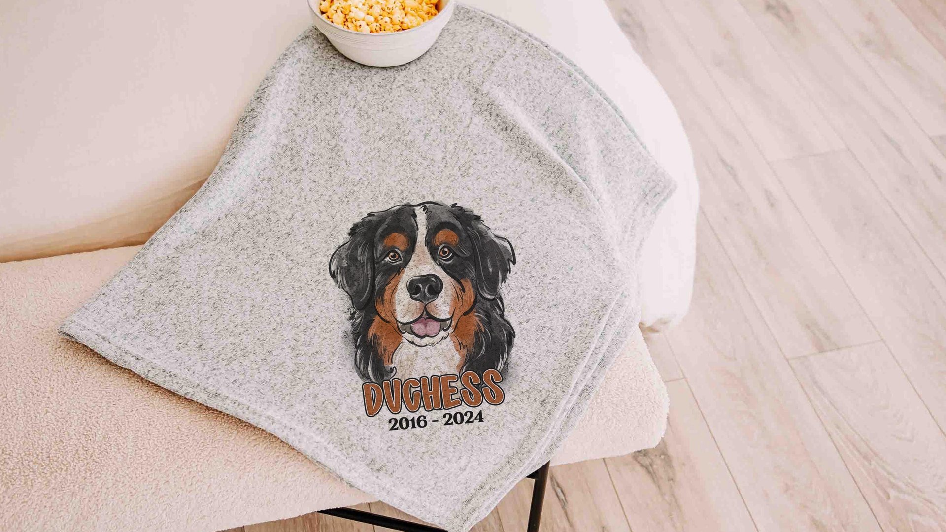 bernese mountain dog blanket personalized in memory of dog blanket for dog lovers, dog sympathy gift with name, loss of dog memorial gift