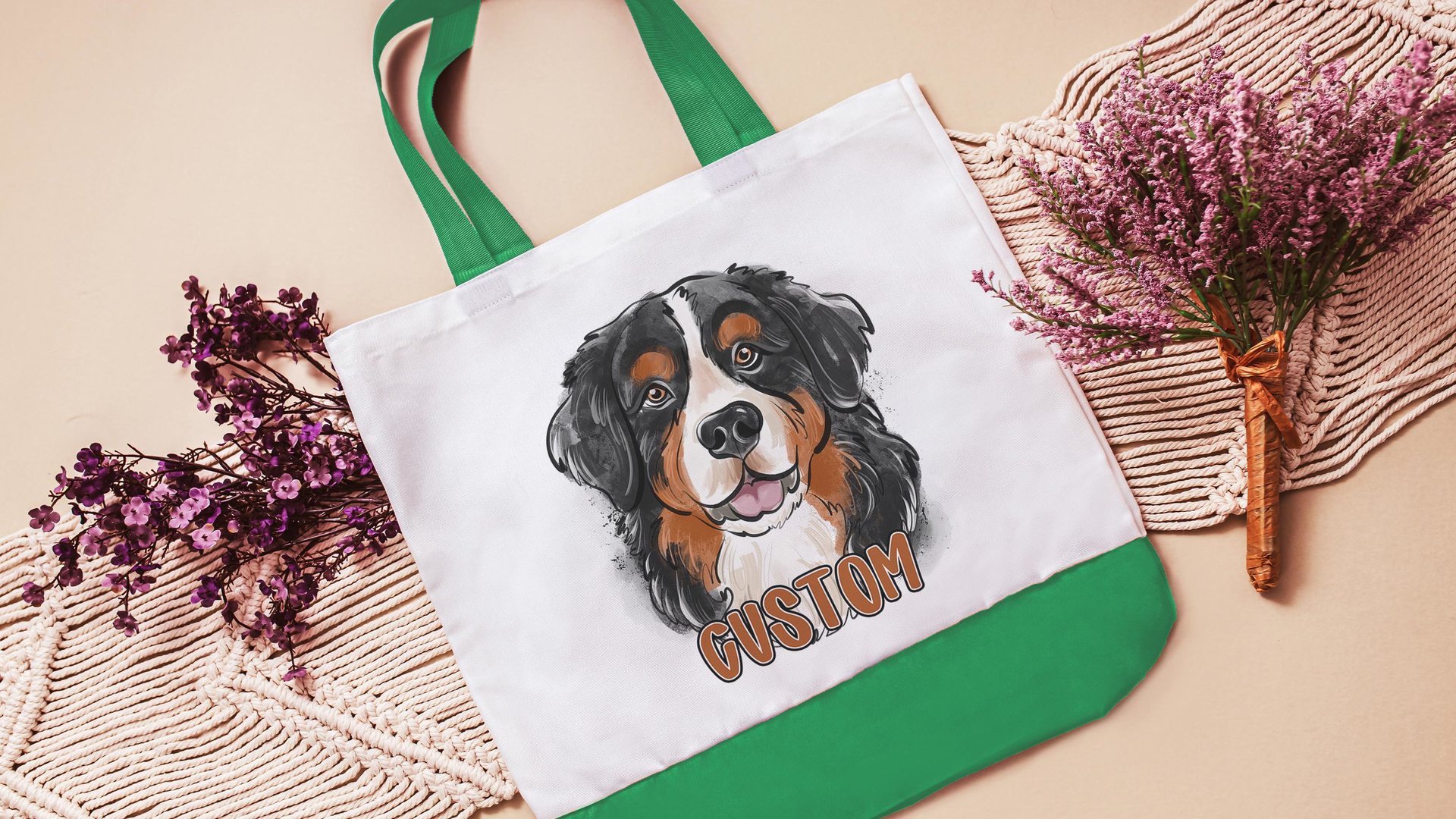 personalized Bernese mountain dog tote bags with name, secret Santa gifts for her, dog mom Christmas gifts for dog lovers, Berner bag, new