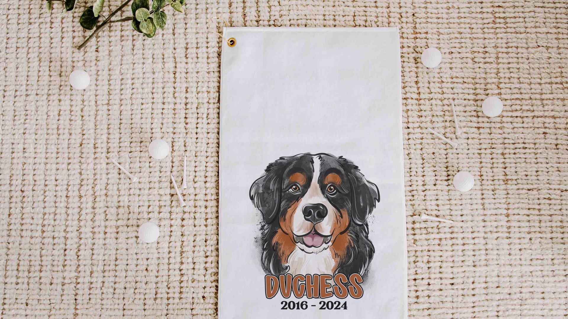 personalized Bernese Mountain dog golf towel dog memorial gift for women, Bernese dog golf gifts for ladies for golf bags, dog lover