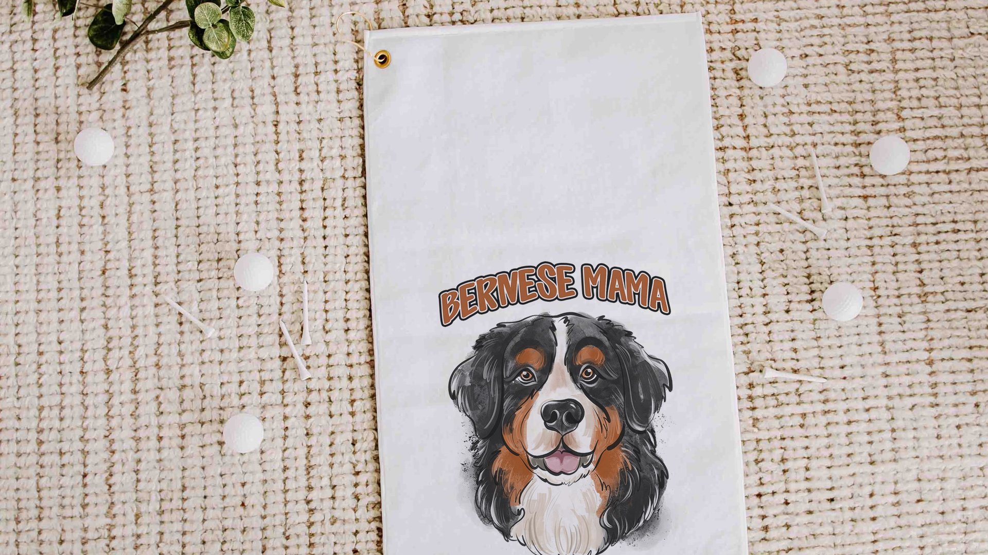 Bernese mama golf towel dog gifts for women, Bernese mountain dog Christmas gifts for golfers, golf stocking stuffers, golf mom golfing gear