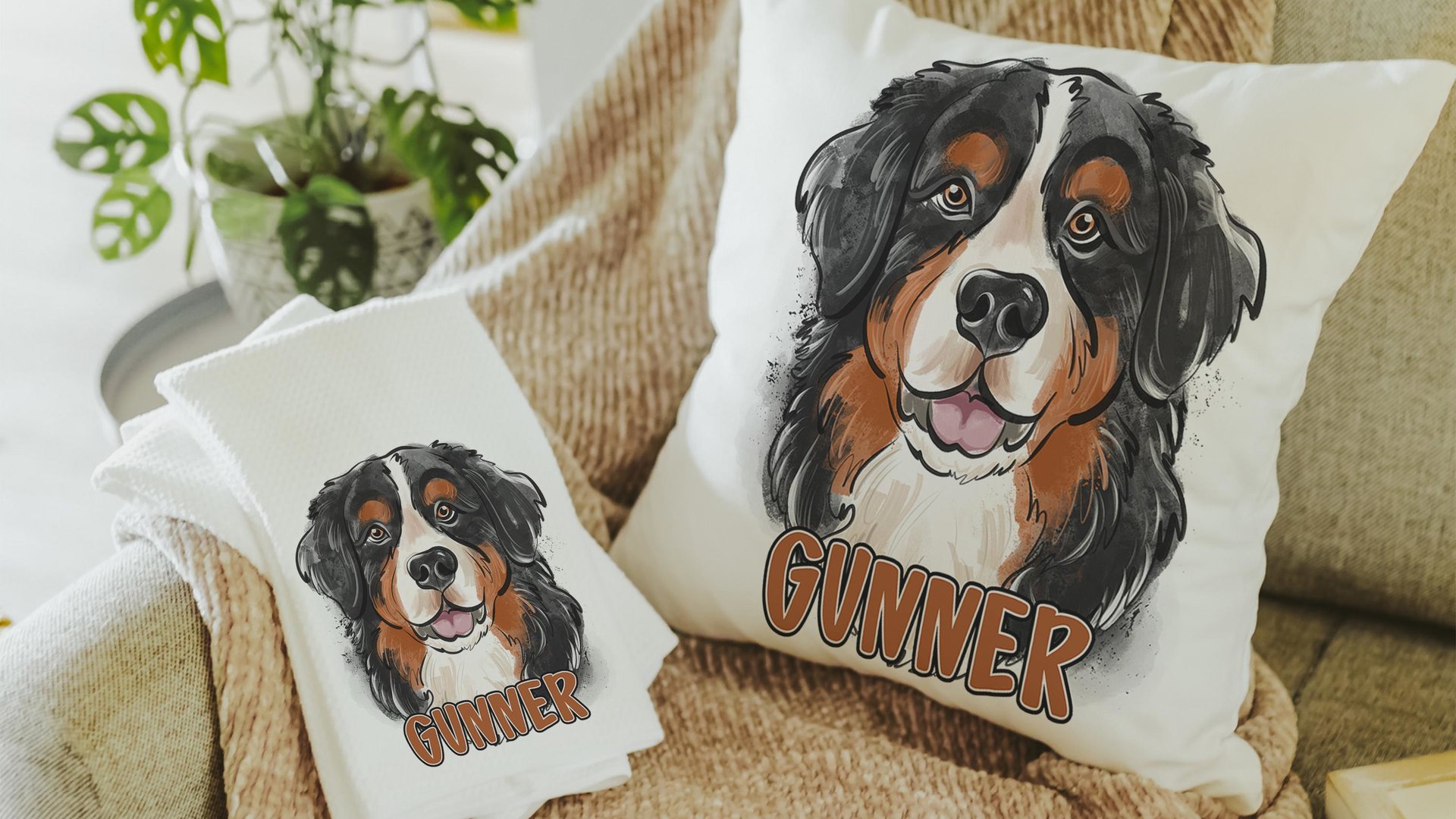 personalized bernese mountain dog throw pillows for living rooms, berner mama dog lover gift for women, bernese mountain dog gifts for her