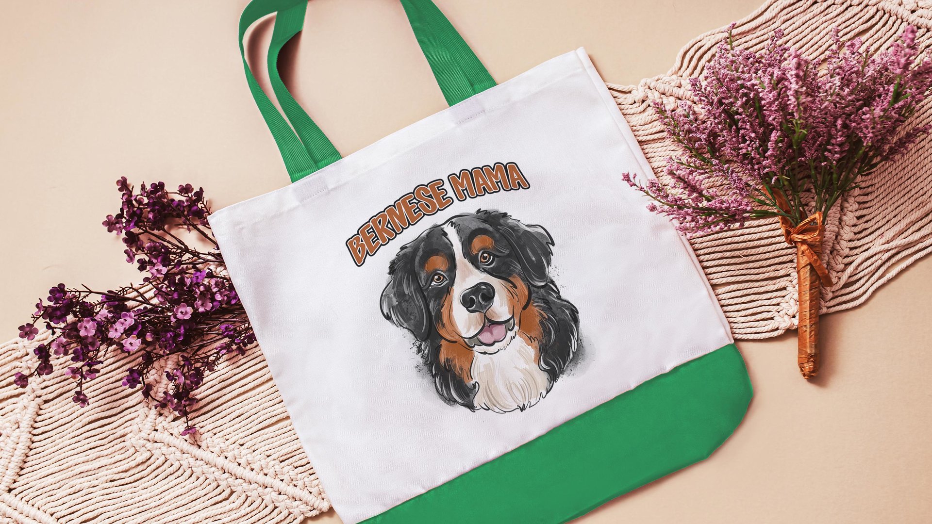 Berner mama tote bag for dog lover, Bernese mountain dog owner gifts for women, cute dog walking bag, Bernese dog mom gifts for her, best