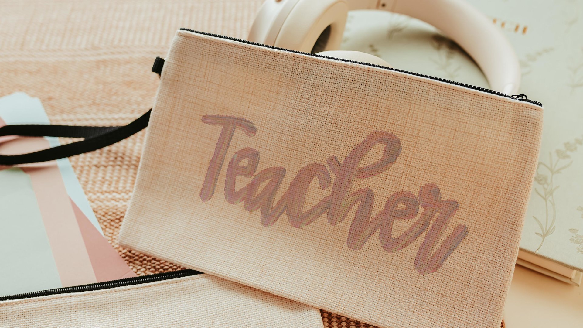 kindergarten teacher pencil bag cute teacher gifts for women, stocking stuffers for teachers, secret Santa gift for coworker, teacher makeup