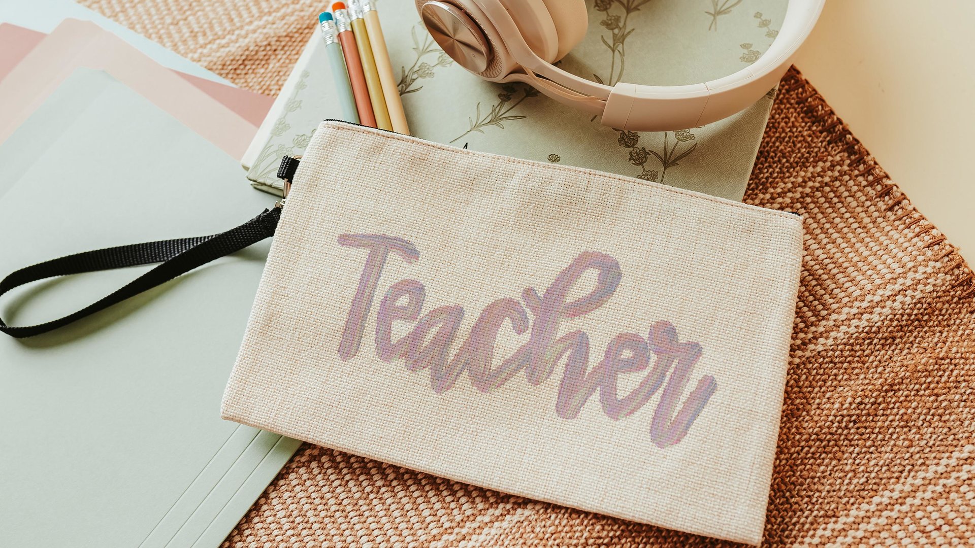 kindergarten teacher pencil bag cute teacher gifts for women, stocking stuffers for teachers, secret Santa gift for coworker, teacher makeup
