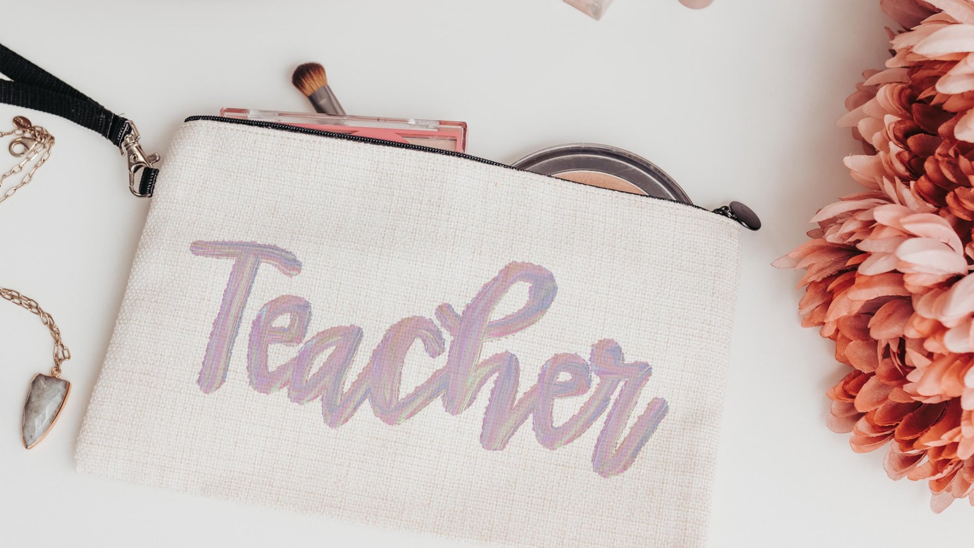 kindergarten teacher pencil bag cute teacher gifts for women, stocking stuffers for teachers, secret Santa gift for coworker, teacher makeup