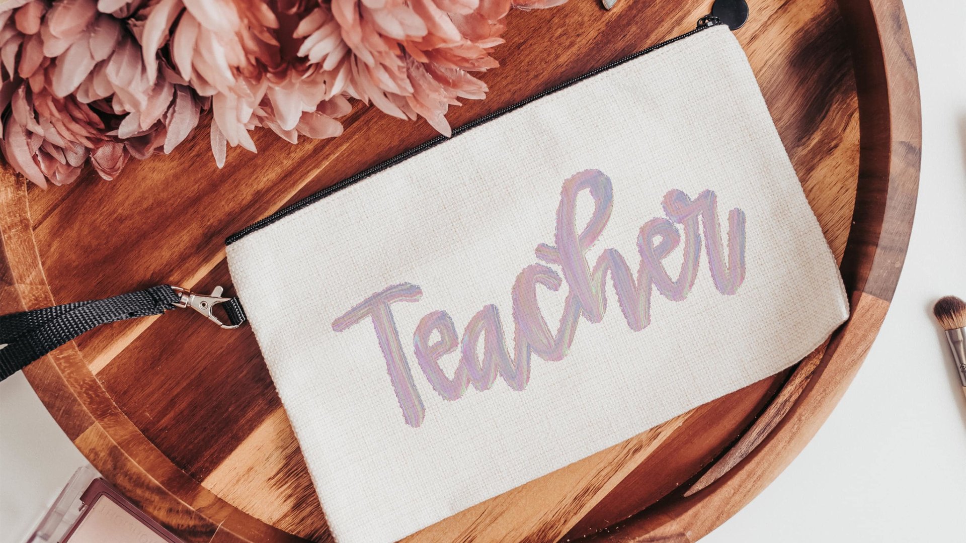 kindergarten teacher pencil bag cute teacher gifts for women, stocking stuffers for teachers, secret Santa gift for coworker, teacher makeup