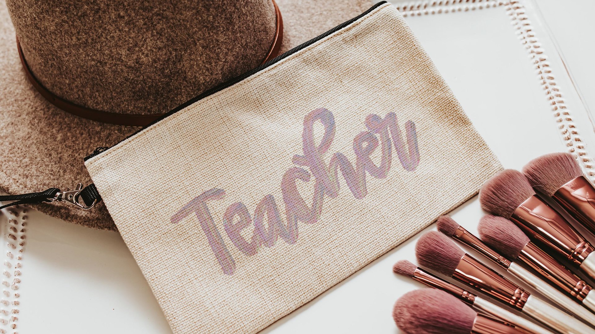 kindergarten teacher pencil bag cute teacher gifts for women, stocking stuffers for teachers, secret Santa gift for coworker, teacher makeup