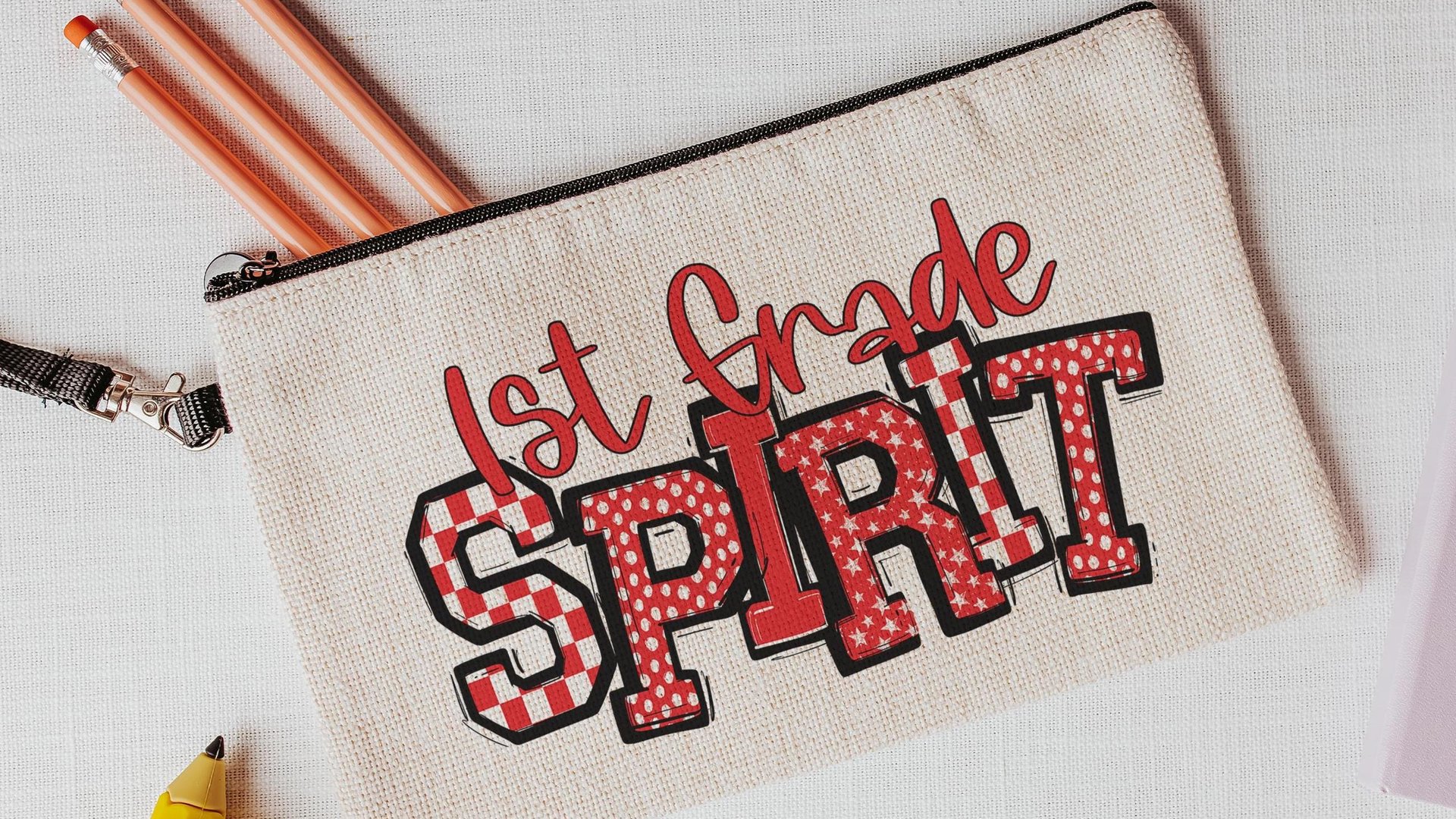 personalized 2nd grade squad pencil pouch for teacher, yellow school spirit school supplies, second grade teacher gifts for women, cute