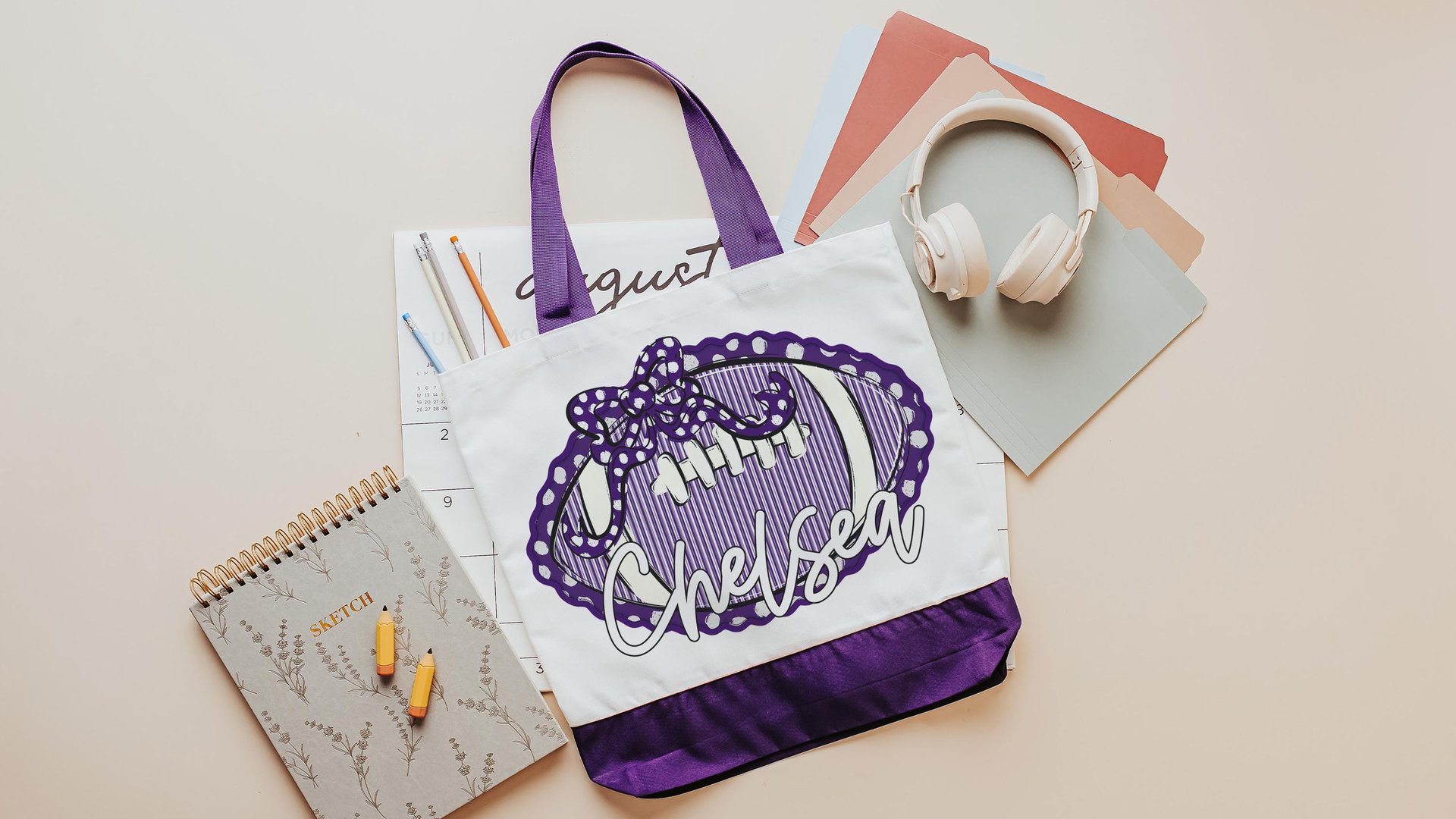 personalized powderpuff football tote bags with name, carolina blue school spirit bags for girls, cheer gifts for besties, cheerleader gifts