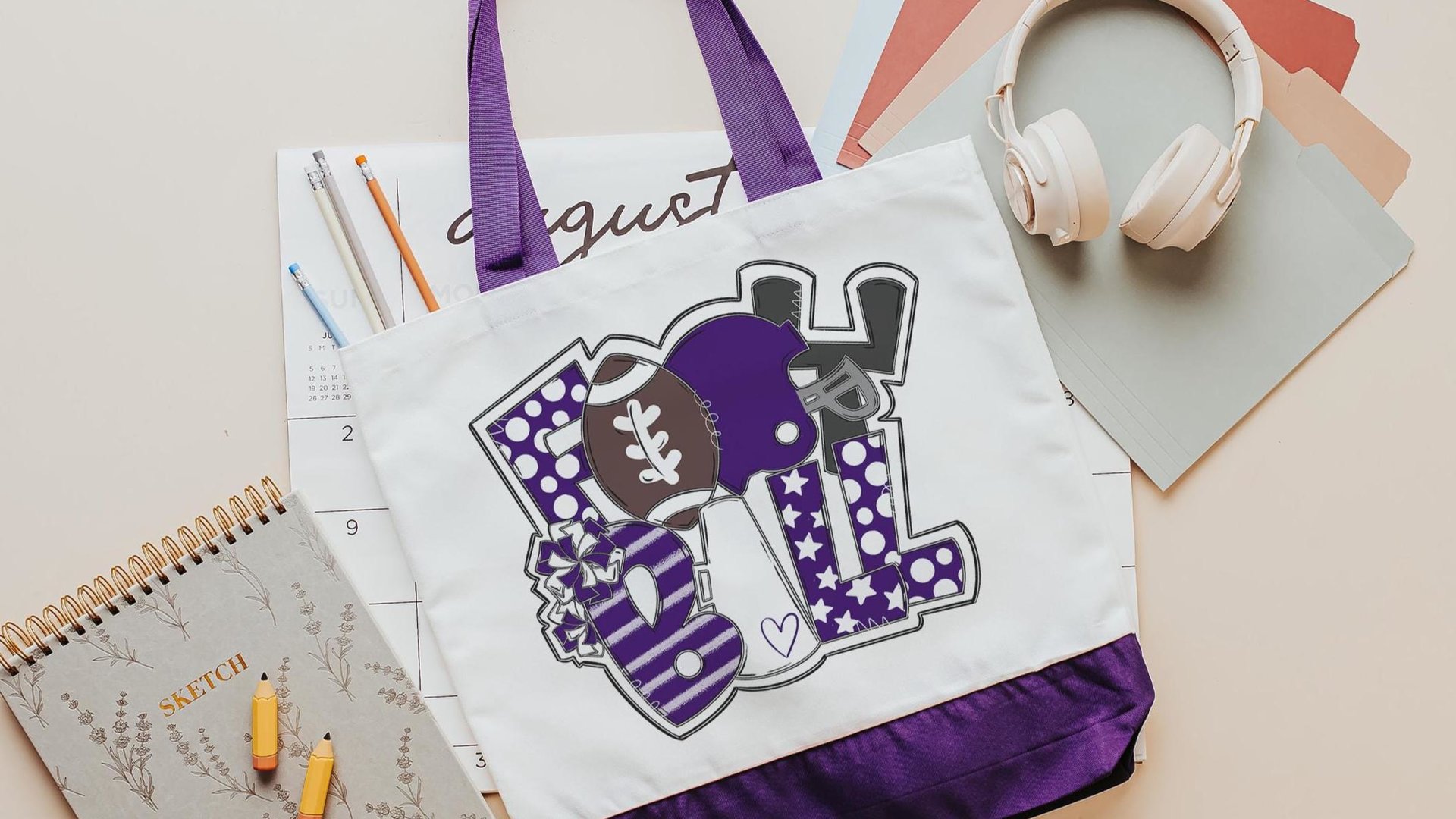 Maroon football tote bag