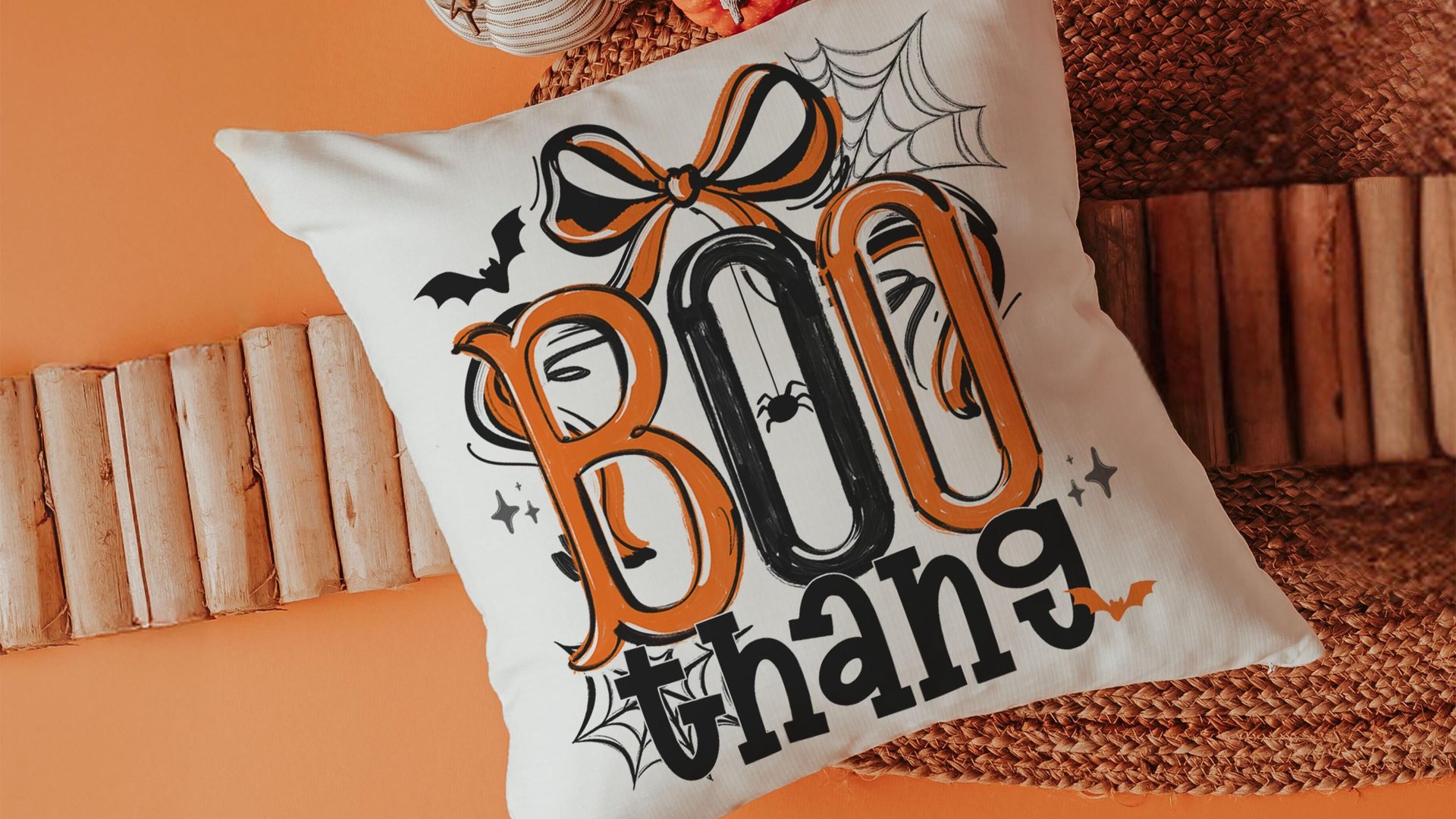 boo thang funny Halloween throw pillows for chair, boo basket stuffers for adults, Halloween coquette kitchen towels, spooky season gifts