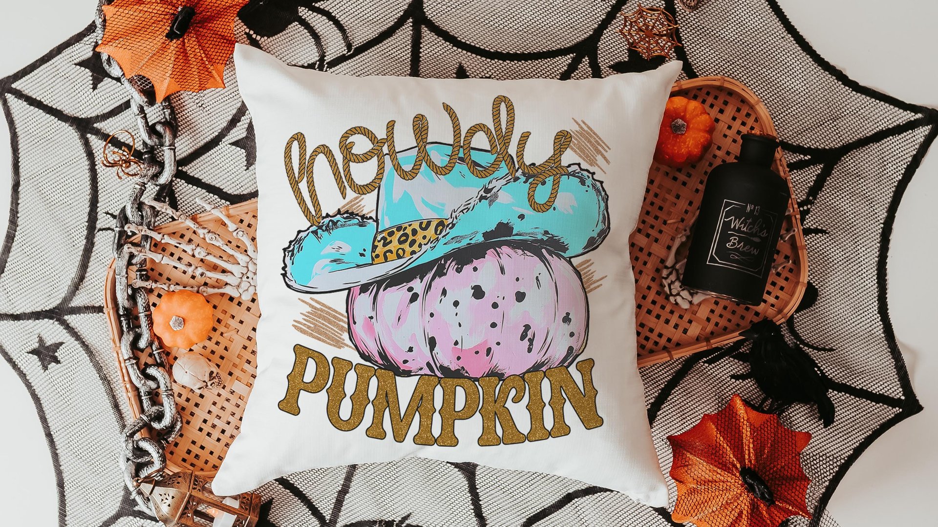 howdy pumpkin throw pillows for living room, fall cowgirl pumpkin pillow cover 18 x 18, pink pumpkin decor, fall host gift, western pumpkin