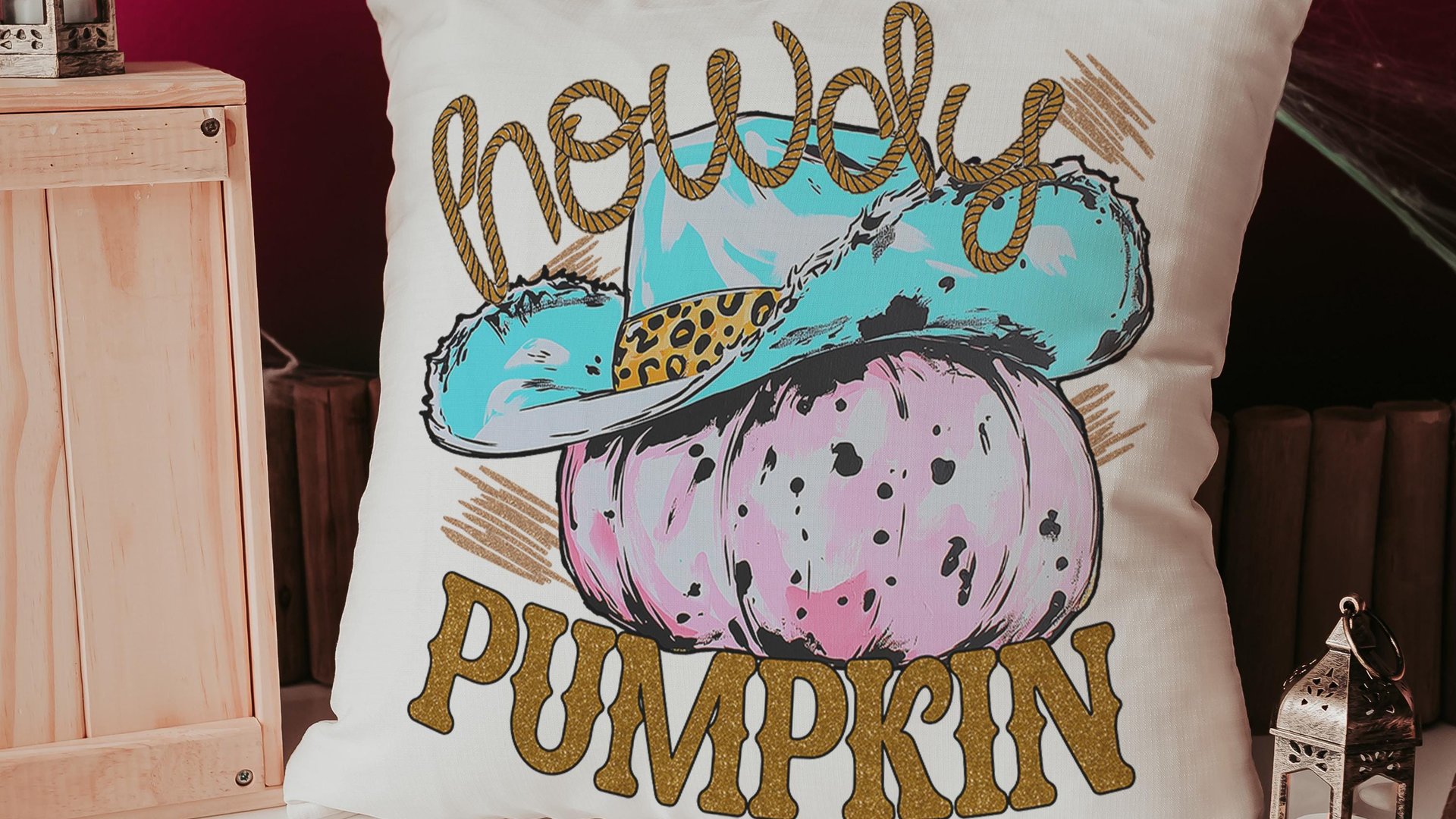 howdy pumpkin throw pillows for living room, fall cowgirl pumpkin pillow cover 18 x 18, pink pumpkin decor, fall host gift, western pumpkin