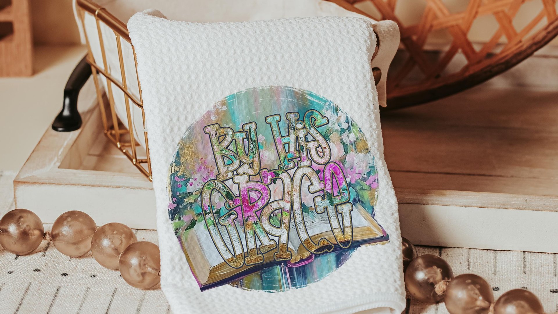 by His grace Christian throw pillow covers 18x18, Christian Easter decor gift, watercolor floral decorative pillows for couch, faith gifts